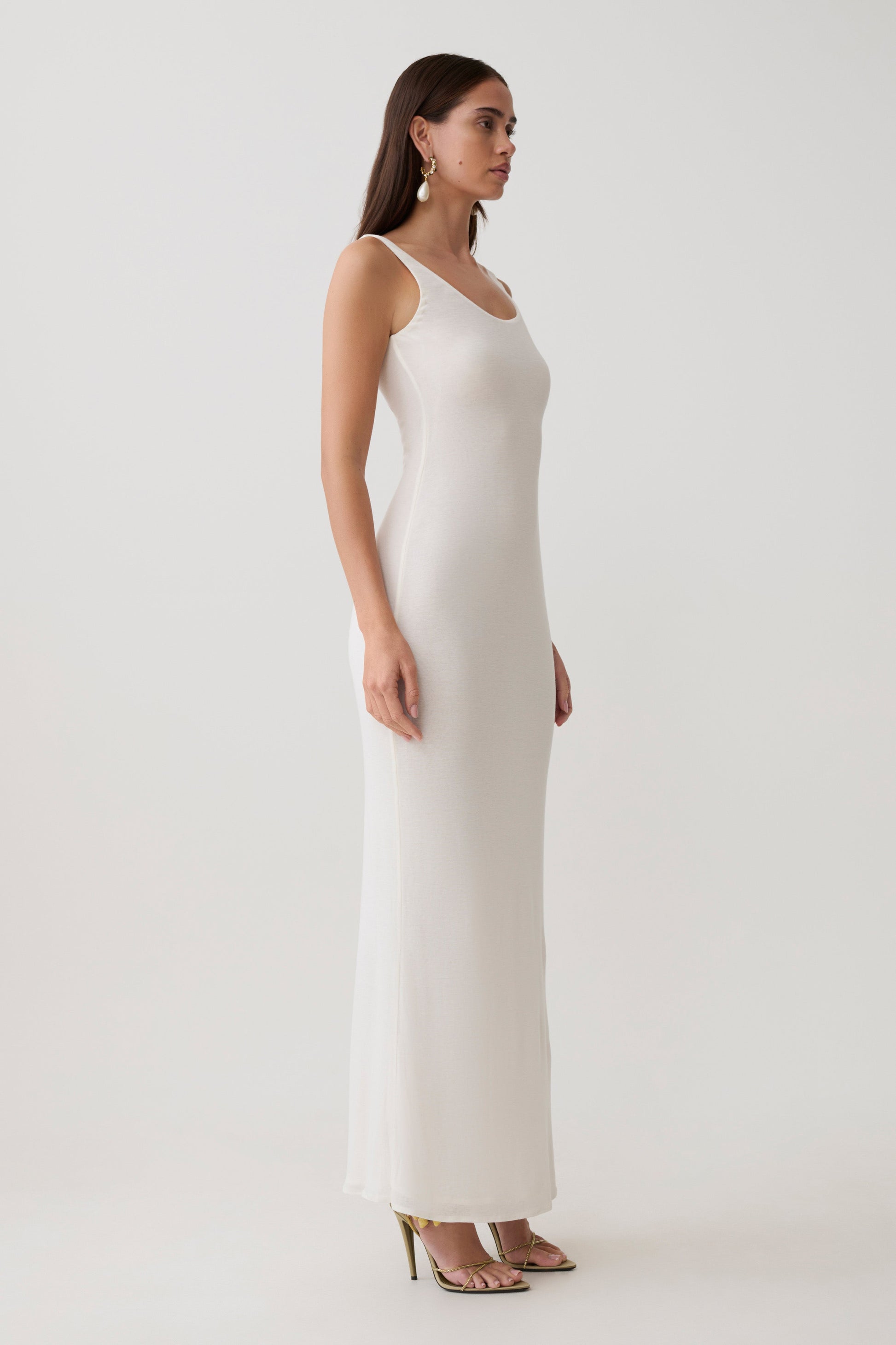 Gwenaelle Scoop Neck Jersey Maxi Dress - White #4