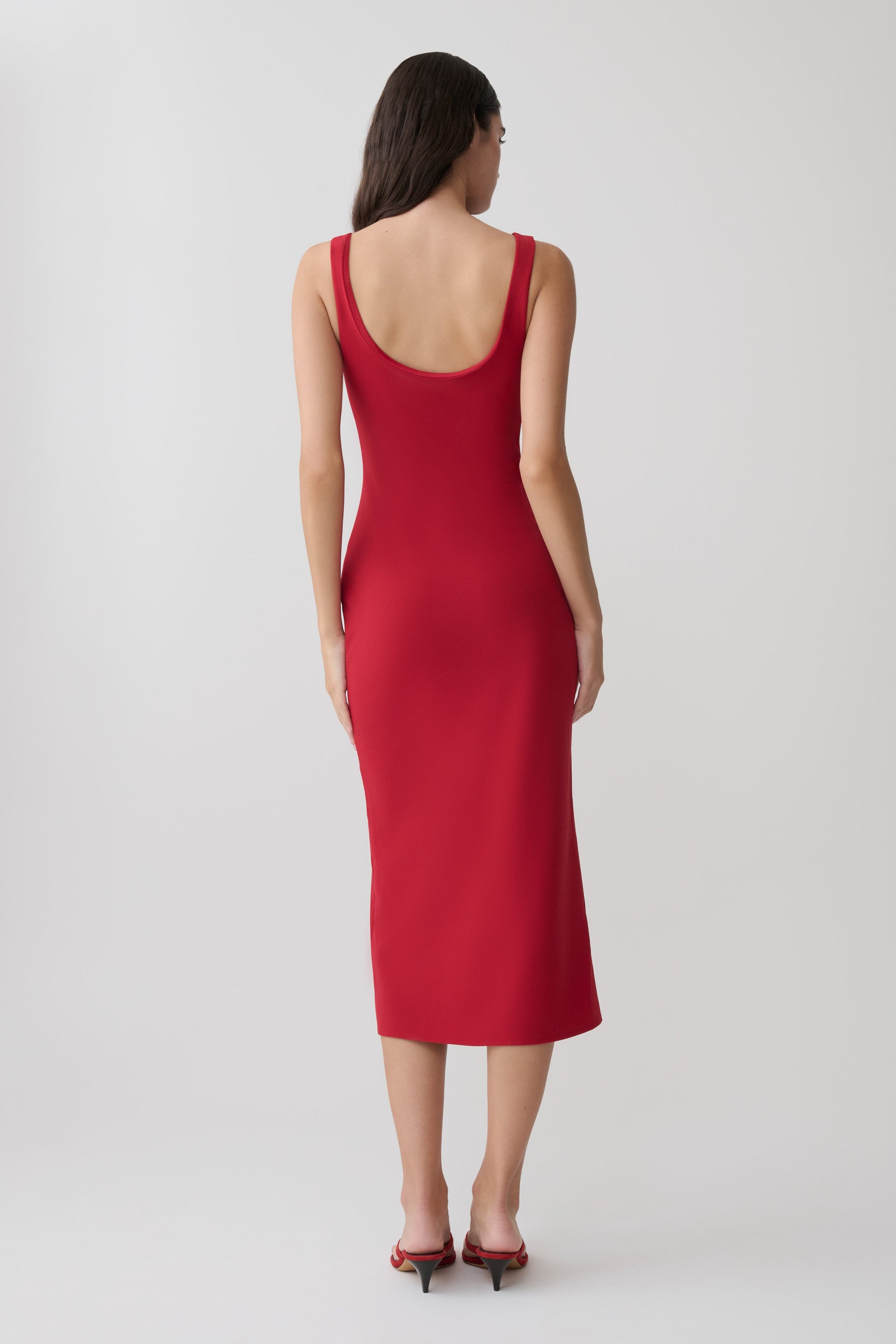 Allyra Scoop Stretch Crepe Midi Dress - Red #2