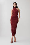 Giannie Draped Midi Dress - Merlot