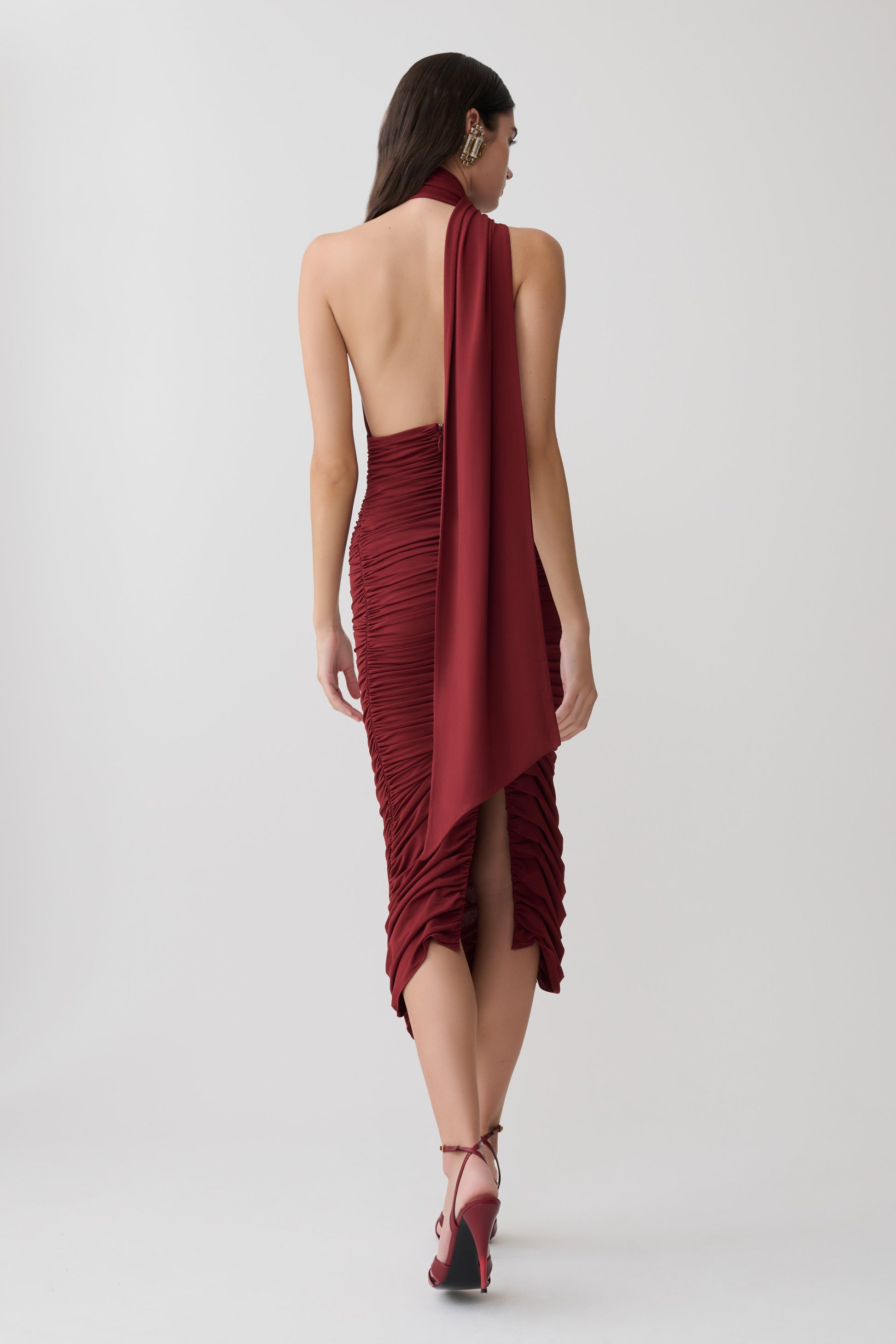 Giannie Draped Midi Dress - Merlot #2
