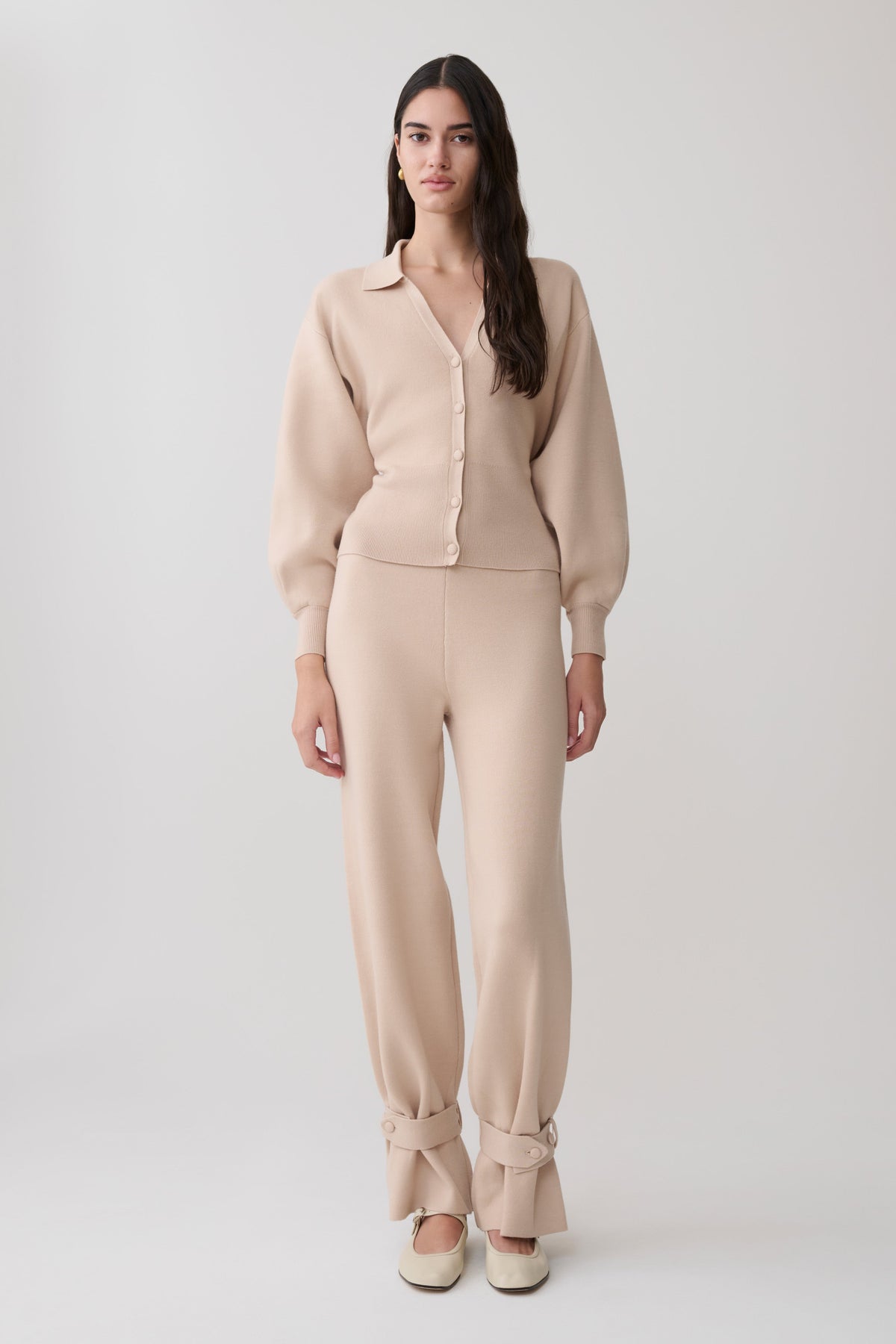 Blaine Knit Blouson Sleeve Cardigan - Oat Marle #7