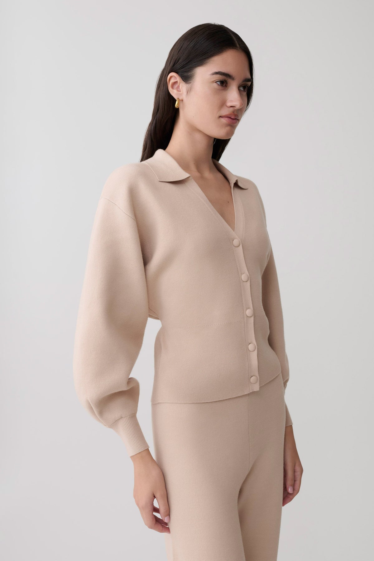 Blaine Knit Blouson Sleeve Cardigan - Oat Marle #4