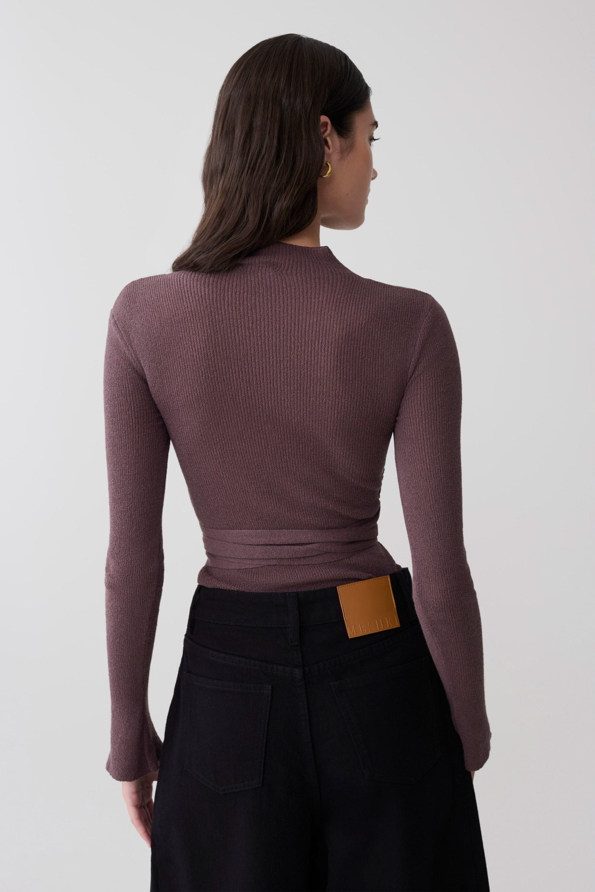 Lawson Wrap Knit Long Sleeve Top - Peppercorn #3