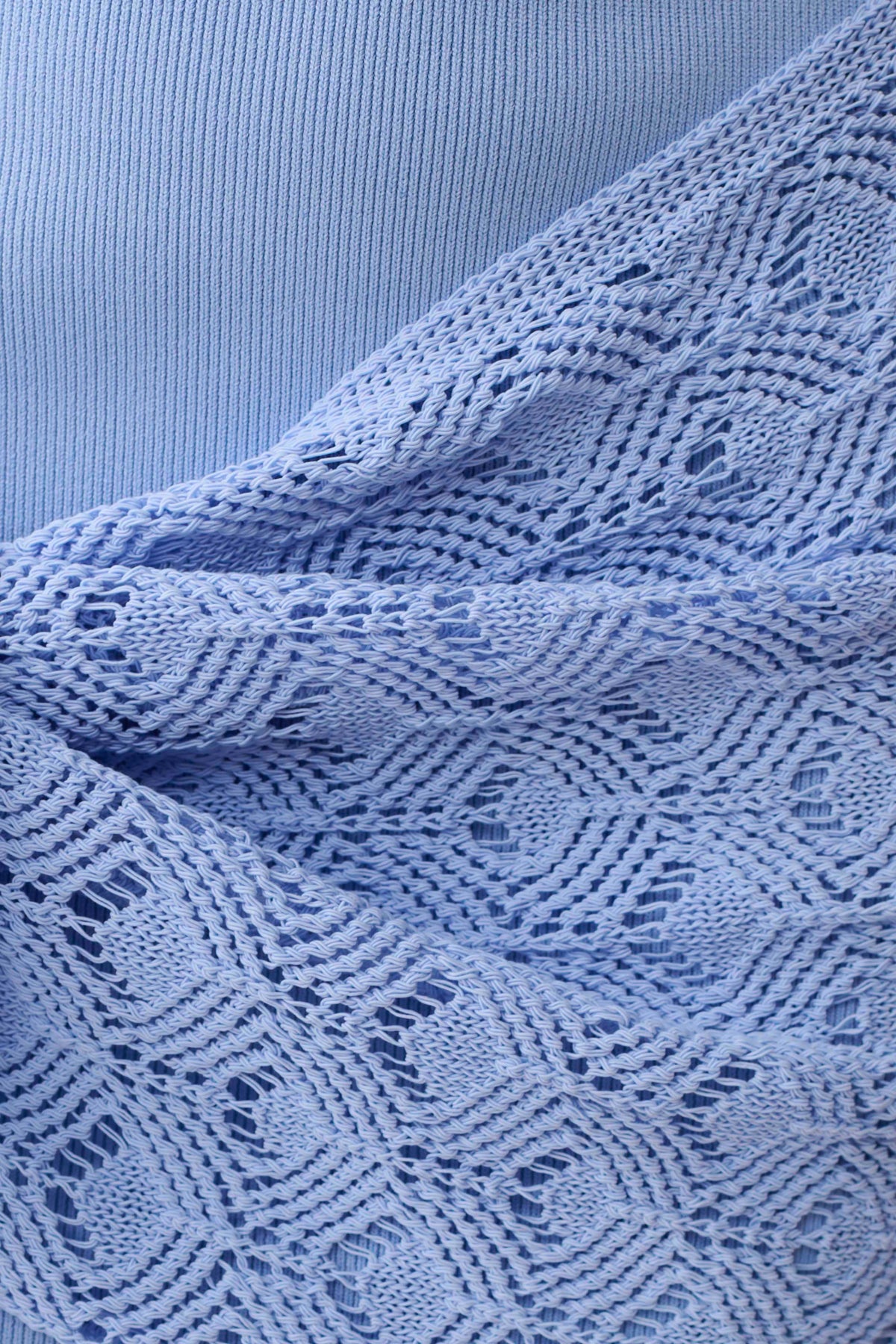 Mollie Mini Dress With Crochet Overlay - Cornflower Blue #7
