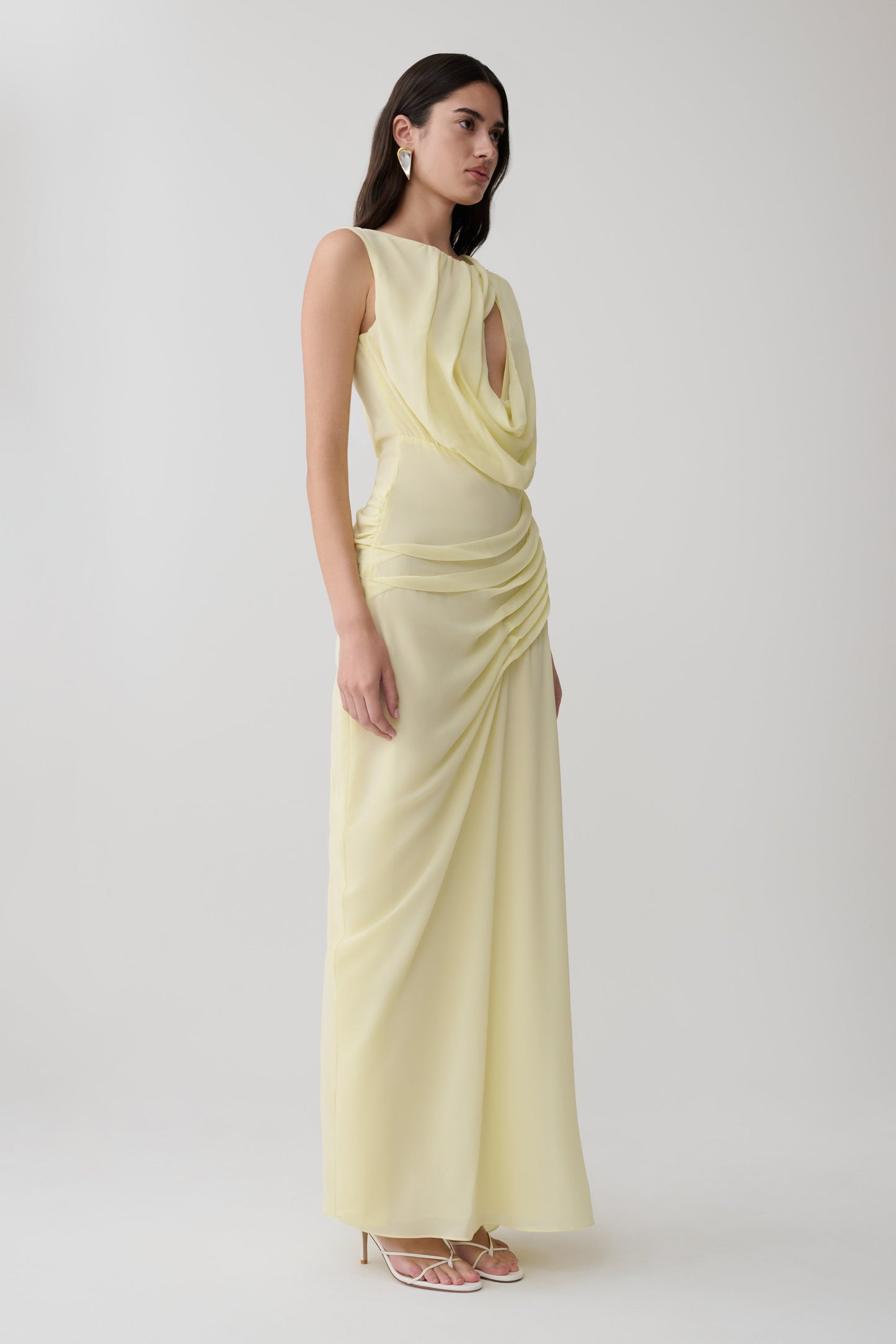 Oria Chiffon Maxi Dress - Pastel Lemon