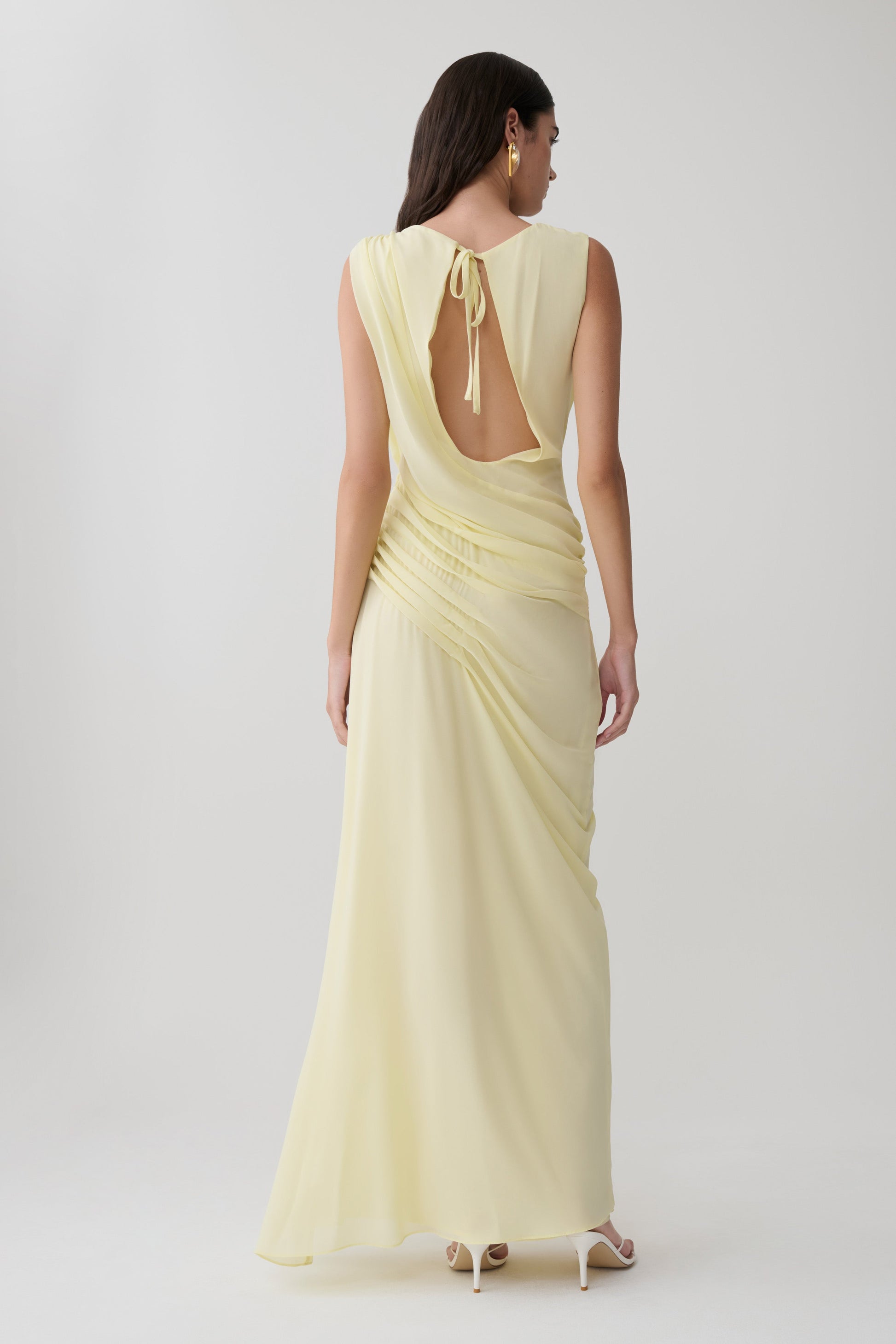 Oria Chiffon Maxi Dress - Pastel Lemon #2