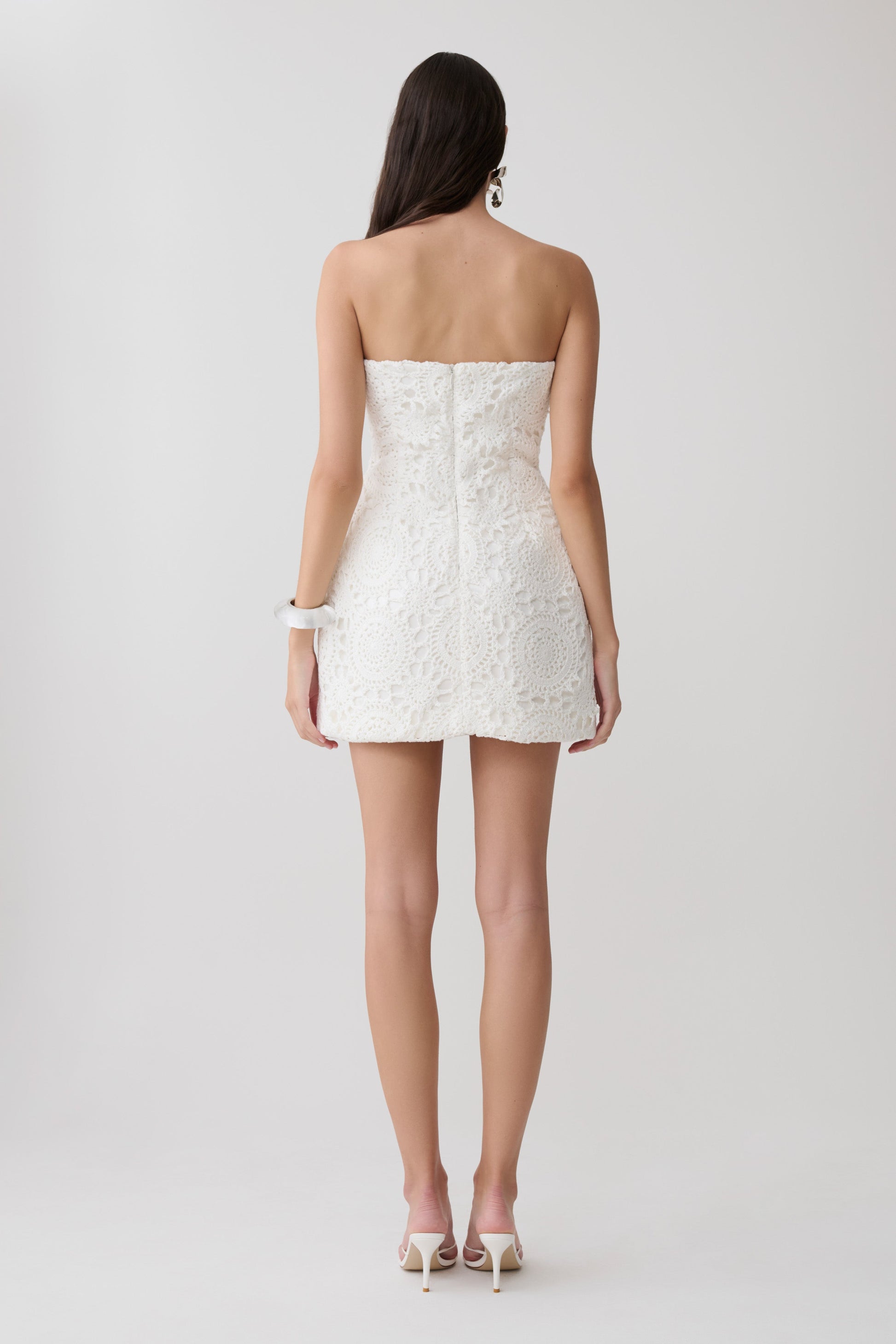 Stasia Strapless Crochet Mini Dress - White #2