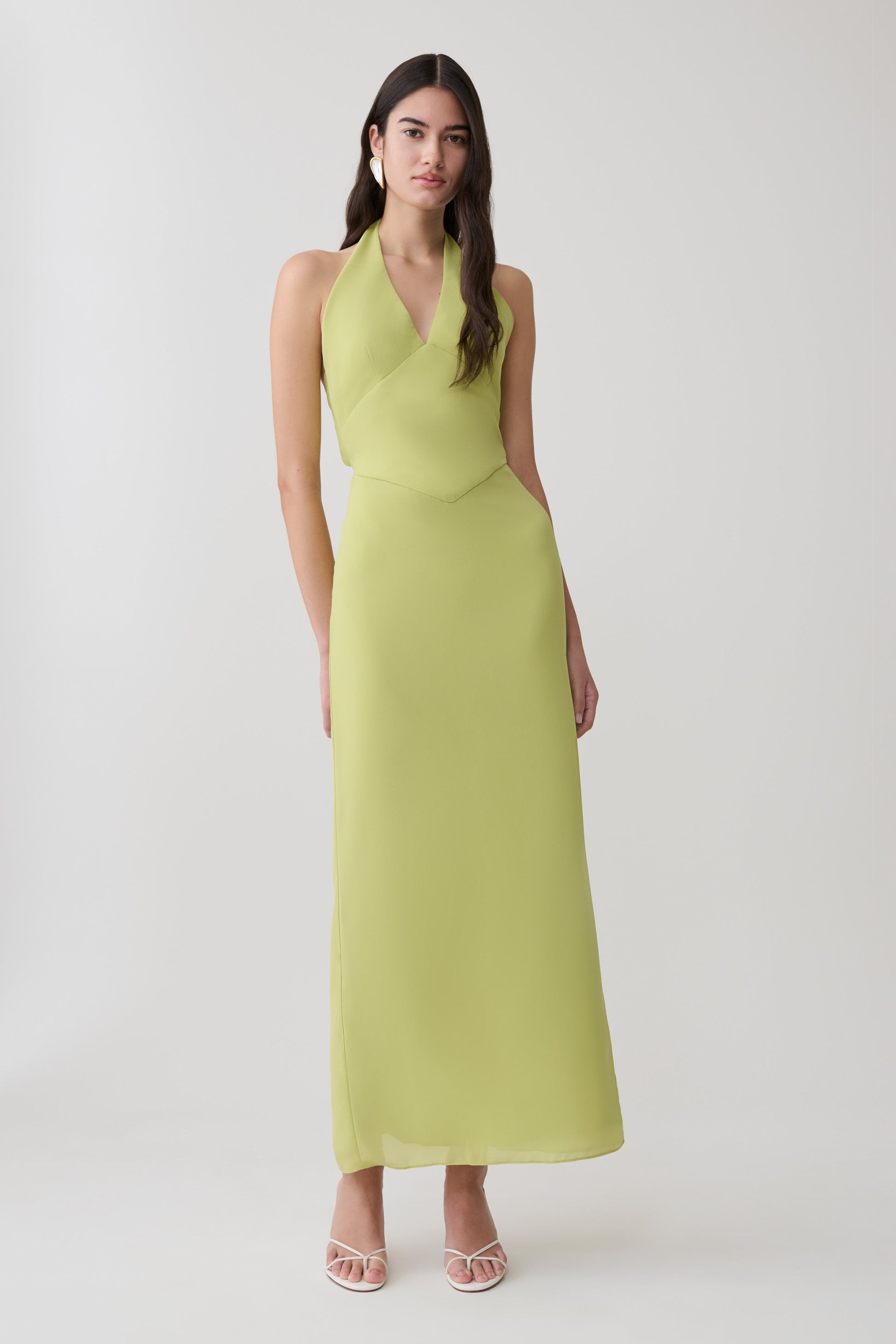 Valentina Chiffon Halter Maxi Dress - Pistachio #5