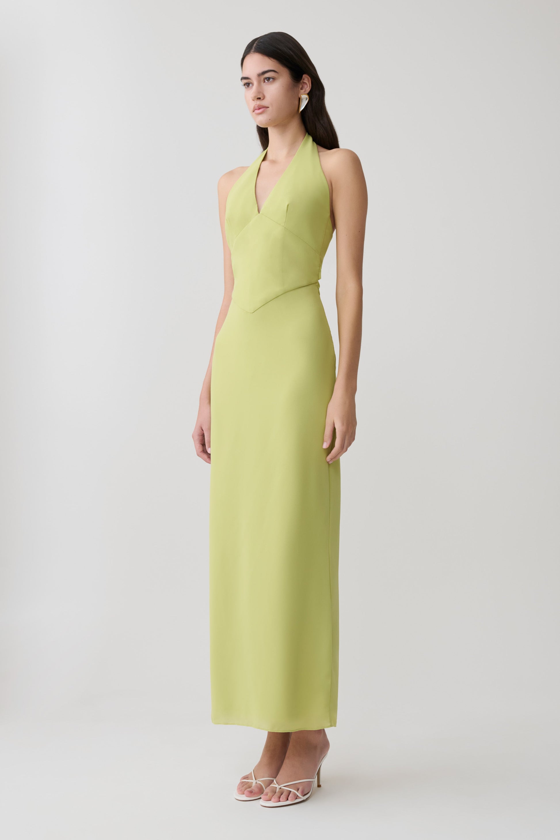 Valentina Chiffon Halter Maxi Dress - Pistachio #4