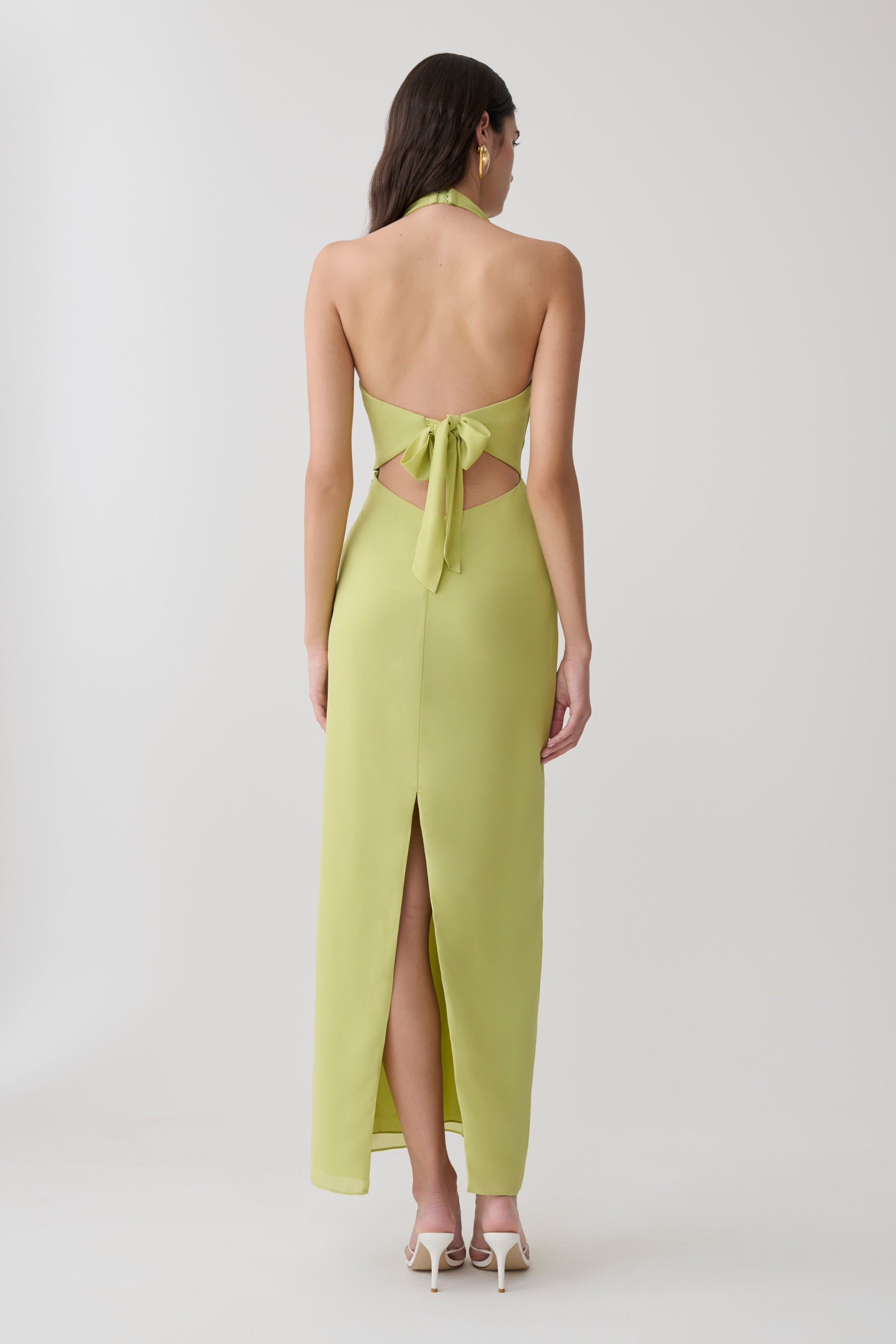 Valentina Chiffon Halter Maxi Dress - Pistachio #2