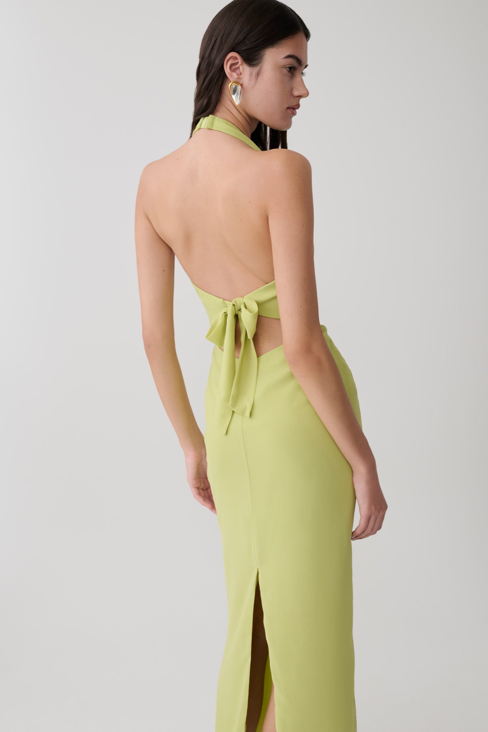 Valentina Chiffon Halter Maxi Dress - Pistachio #3