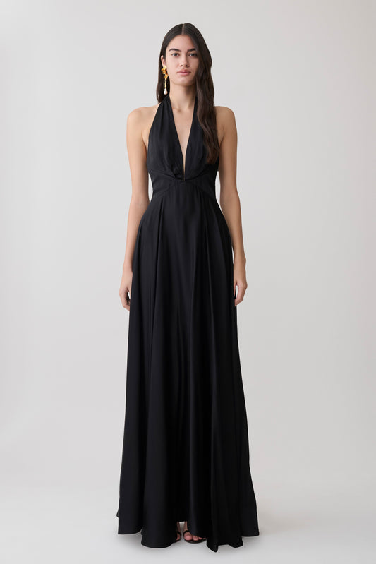 Rebecca Halter Buttoned Maxi Dress - Black
