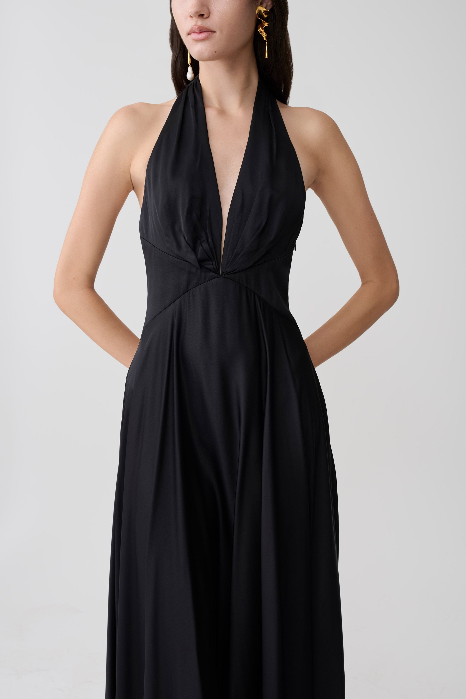 Rebecca Halter Buttoned Maxi Dress - Black #3