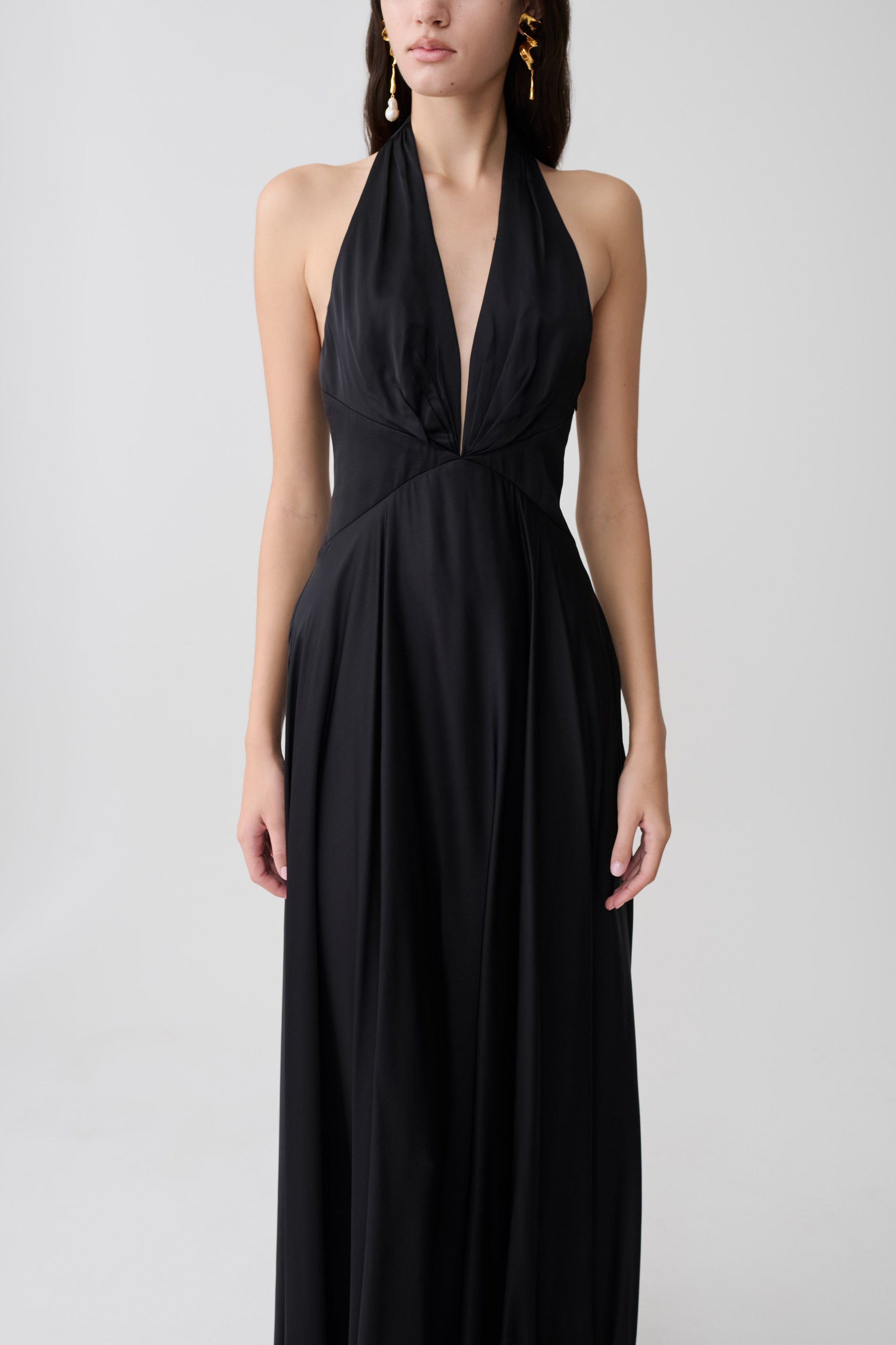 Rebecca Halter Buttoned Maxi Dress - Black #6