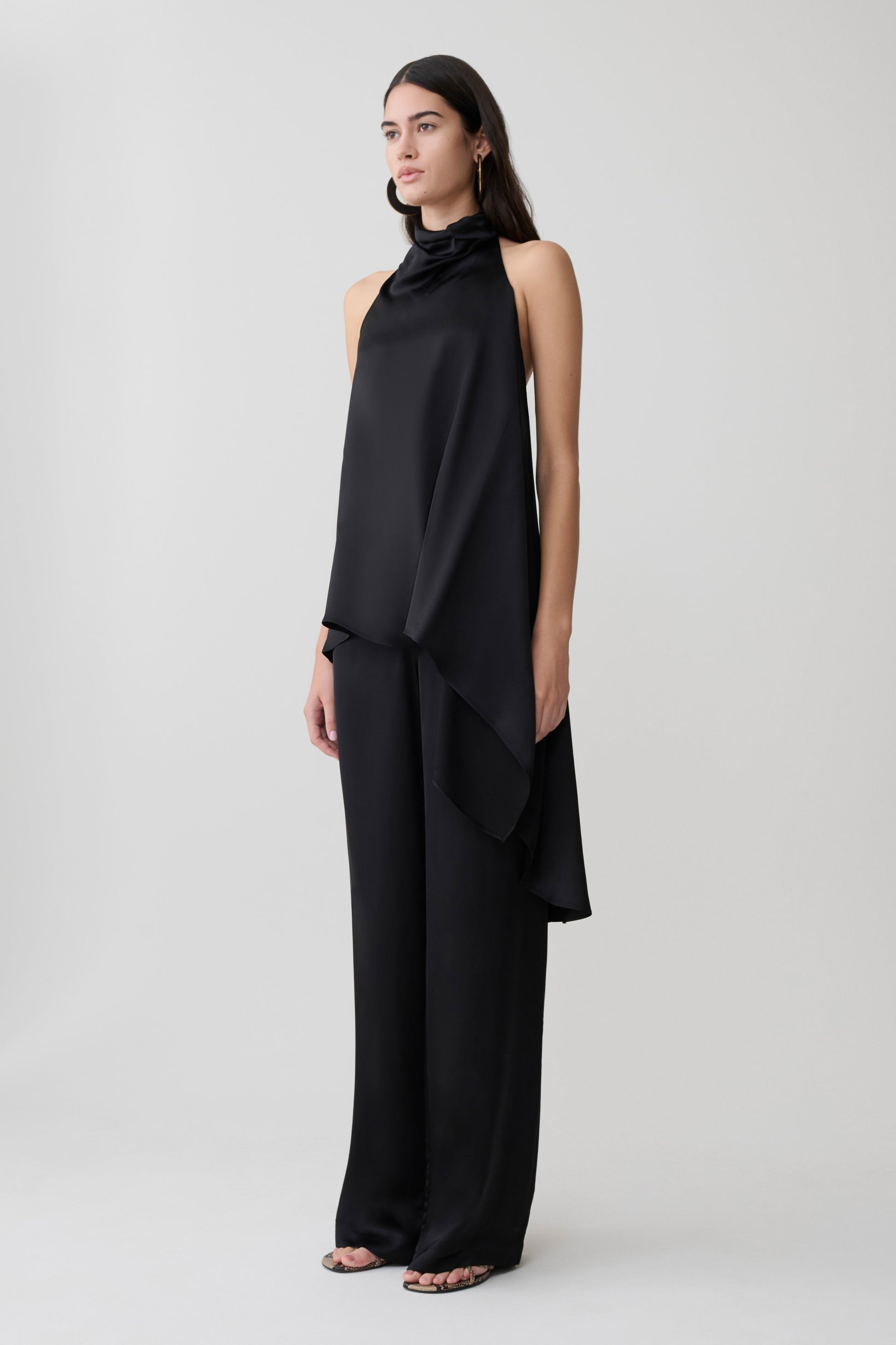 Sydney Straight Leg Satin Pants - Black #5