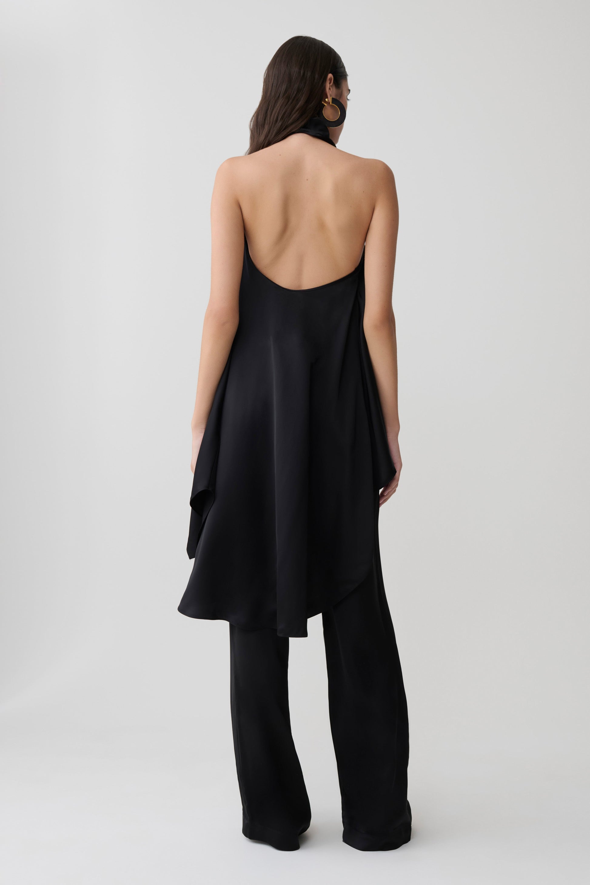 Sydney Straight Leg Satin Pants - Black #4