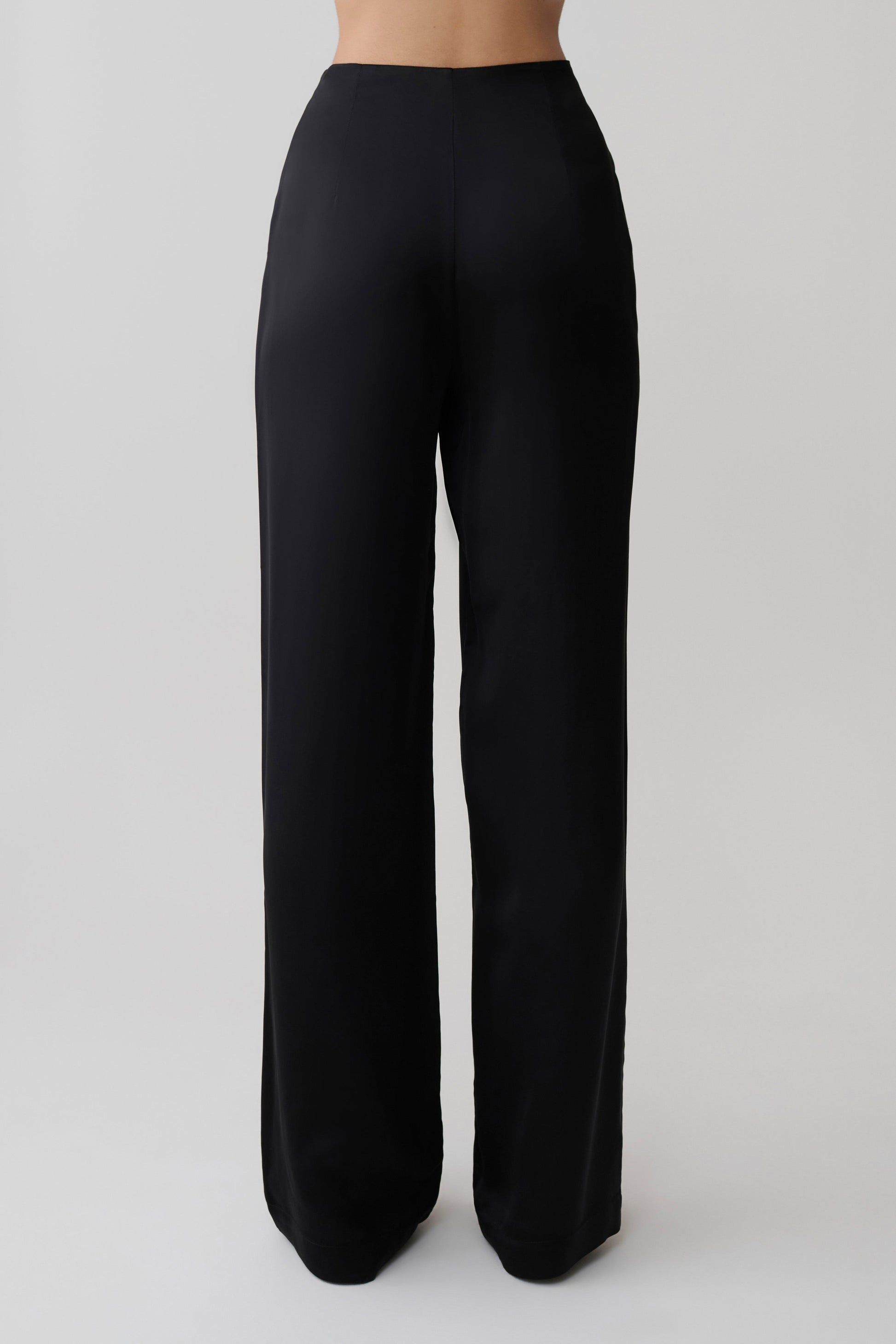 Sydney Straight Leg Satin Pants - Black #2