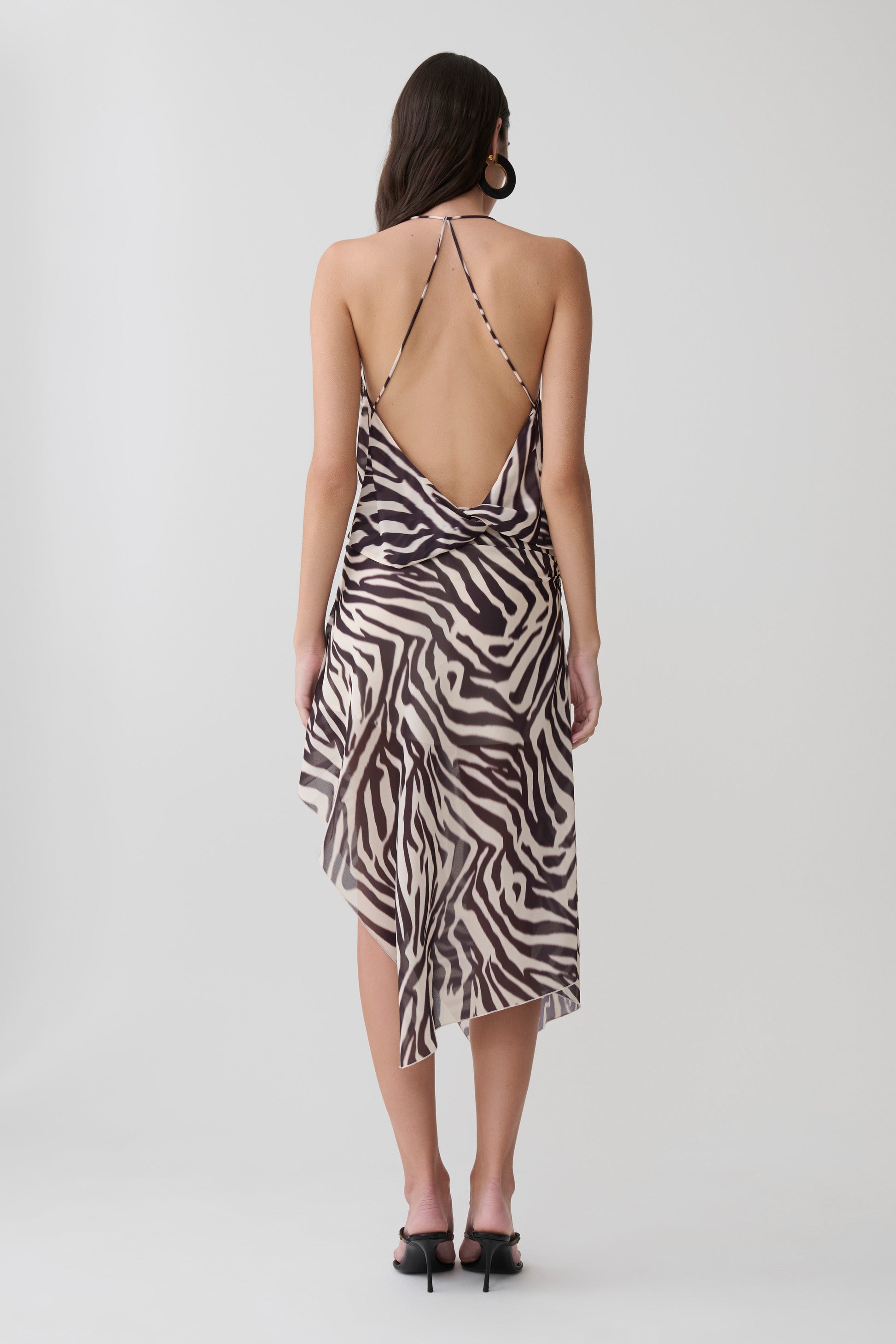 Lana Low Back Chiffon Top - Abstract Zebra Print #3