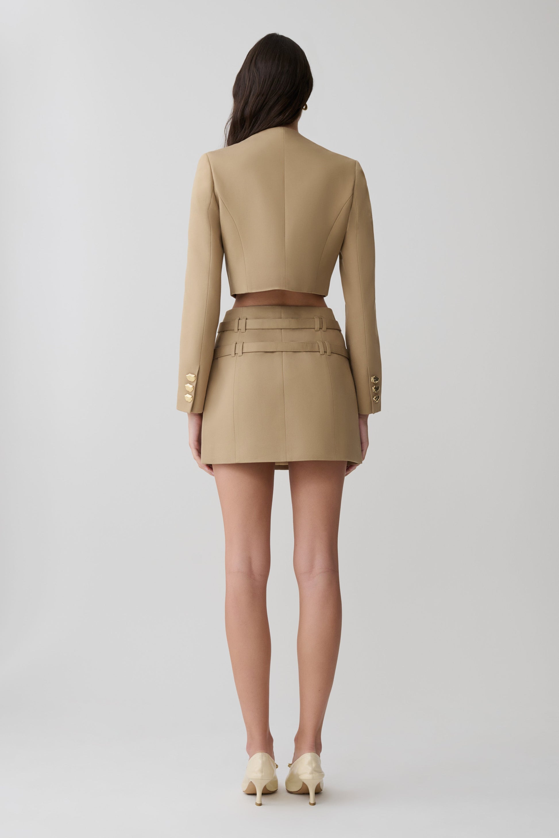 Marielle Double Belt Mini Skirt - Taupe #2