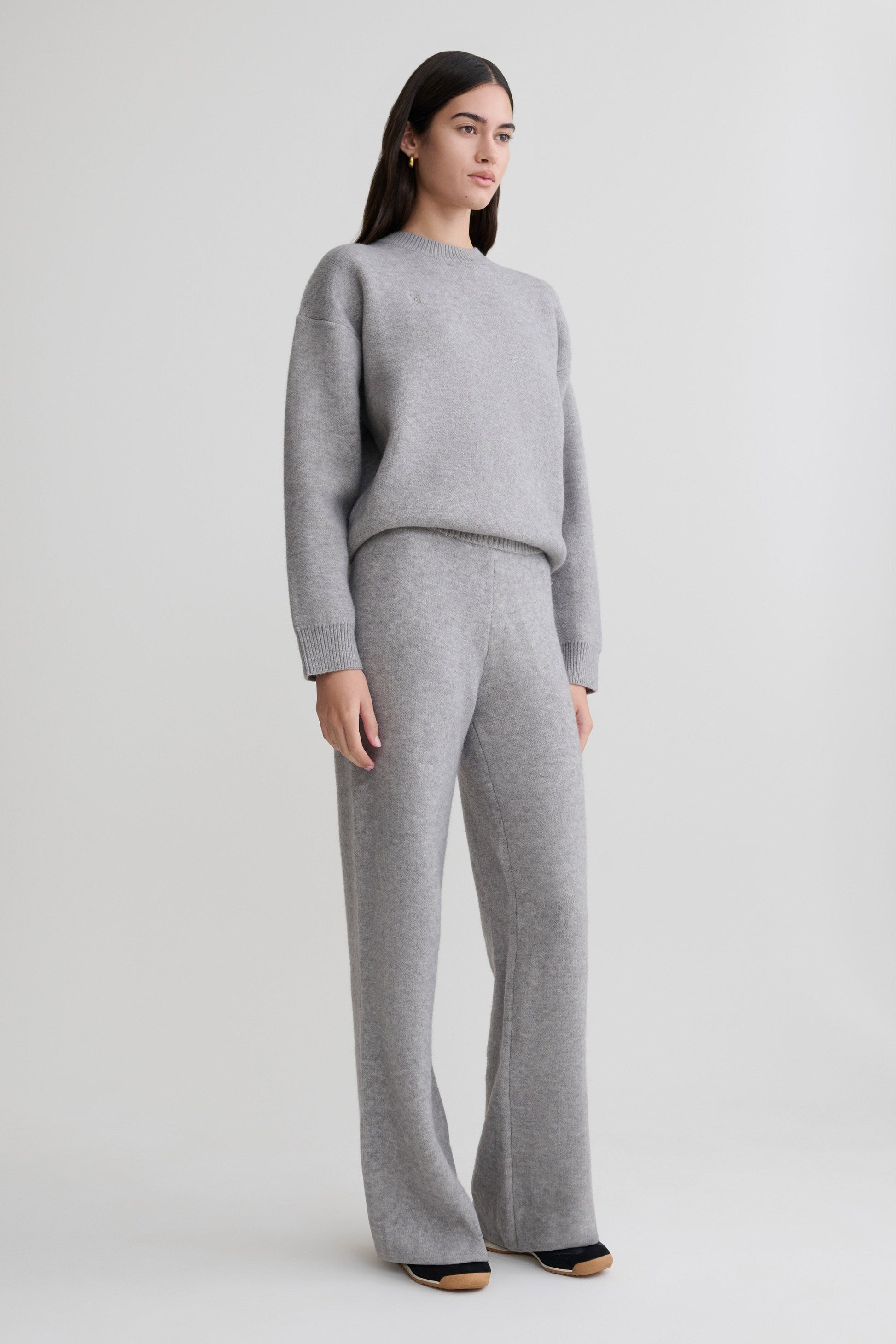 Evan Knit Wide Leg Pants - Grey Marle #3