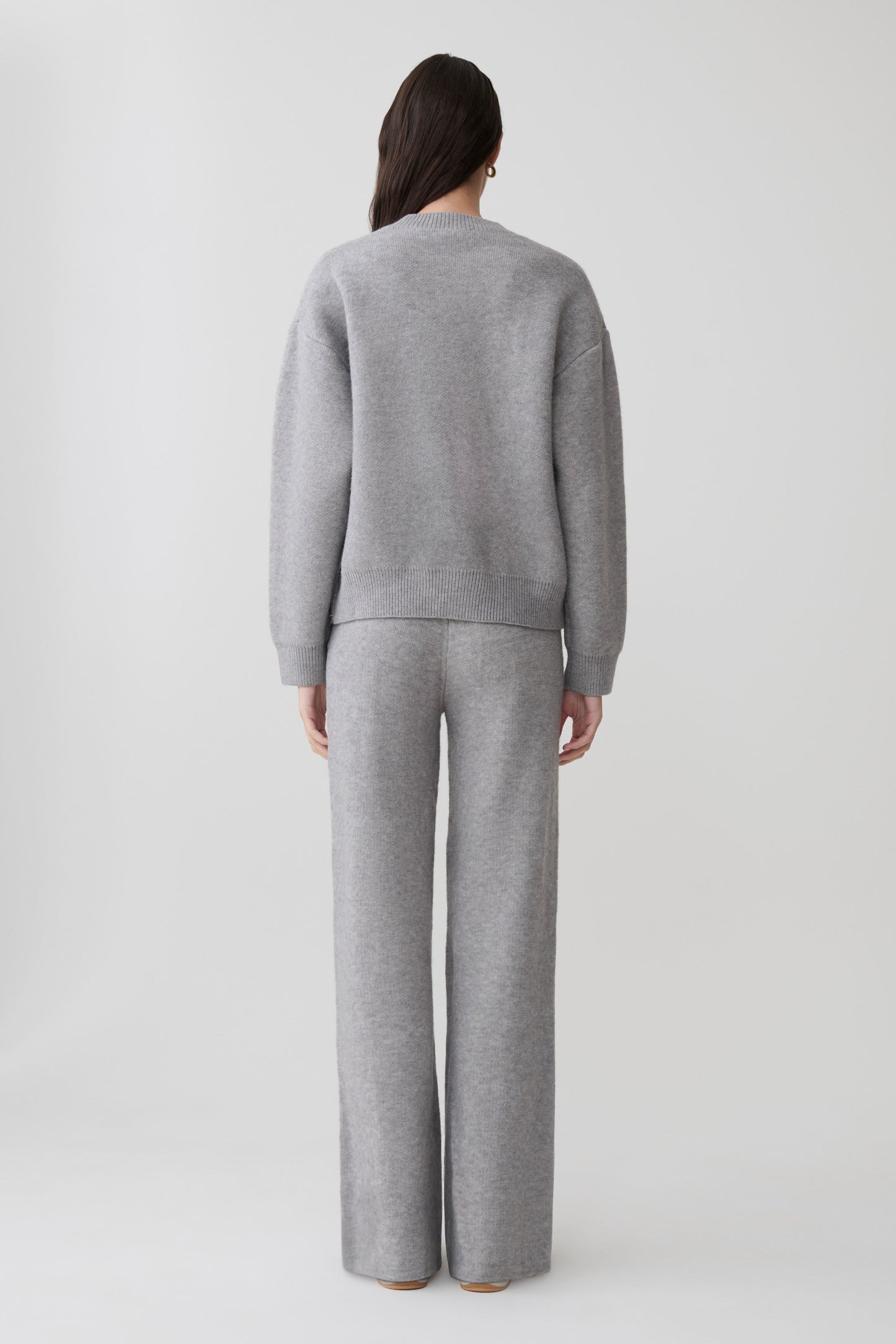 Evan Knit Wide Leg Pants - Grey Marle