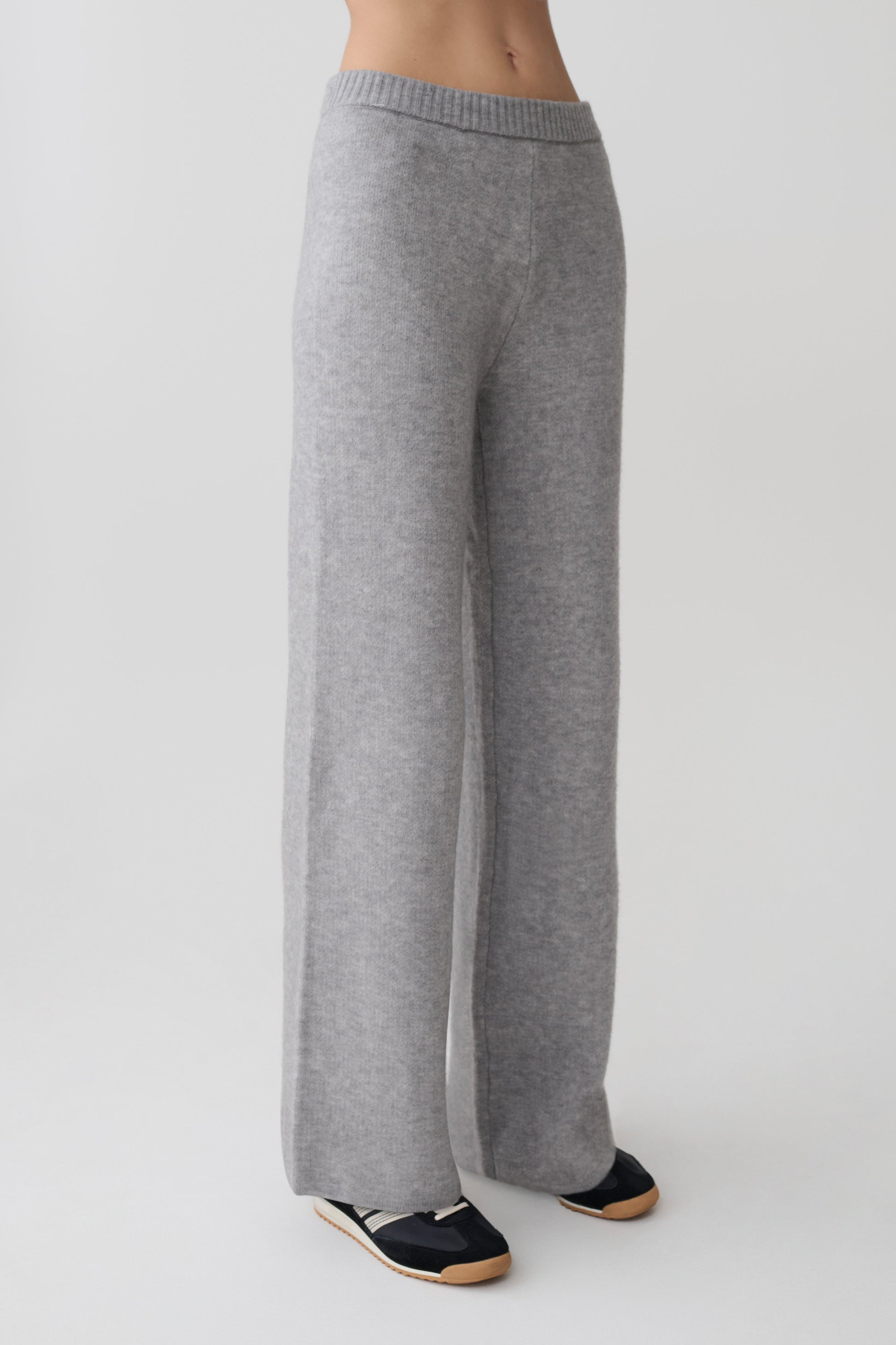 Evan Knit Wide Leg Pants - Grey Marle #4