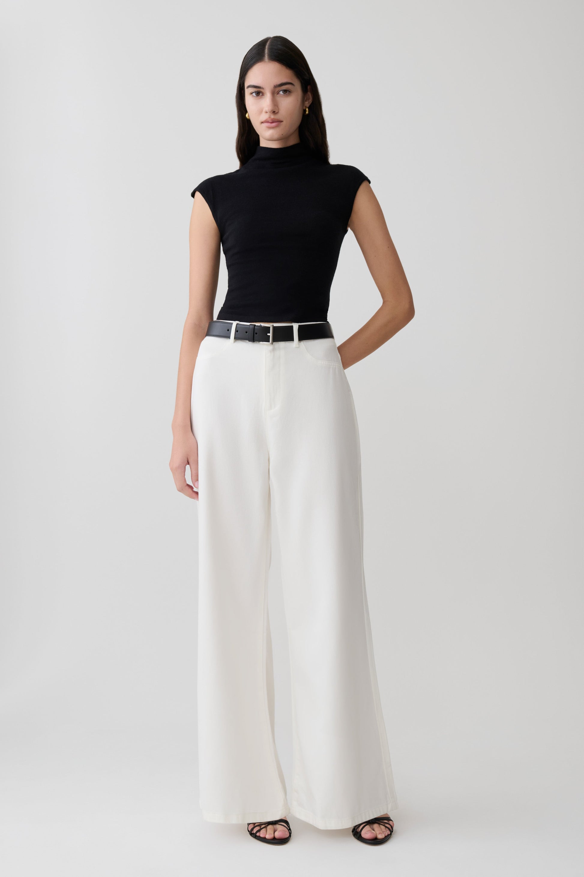 Shae Wide Leg Denim Jeans - White #2