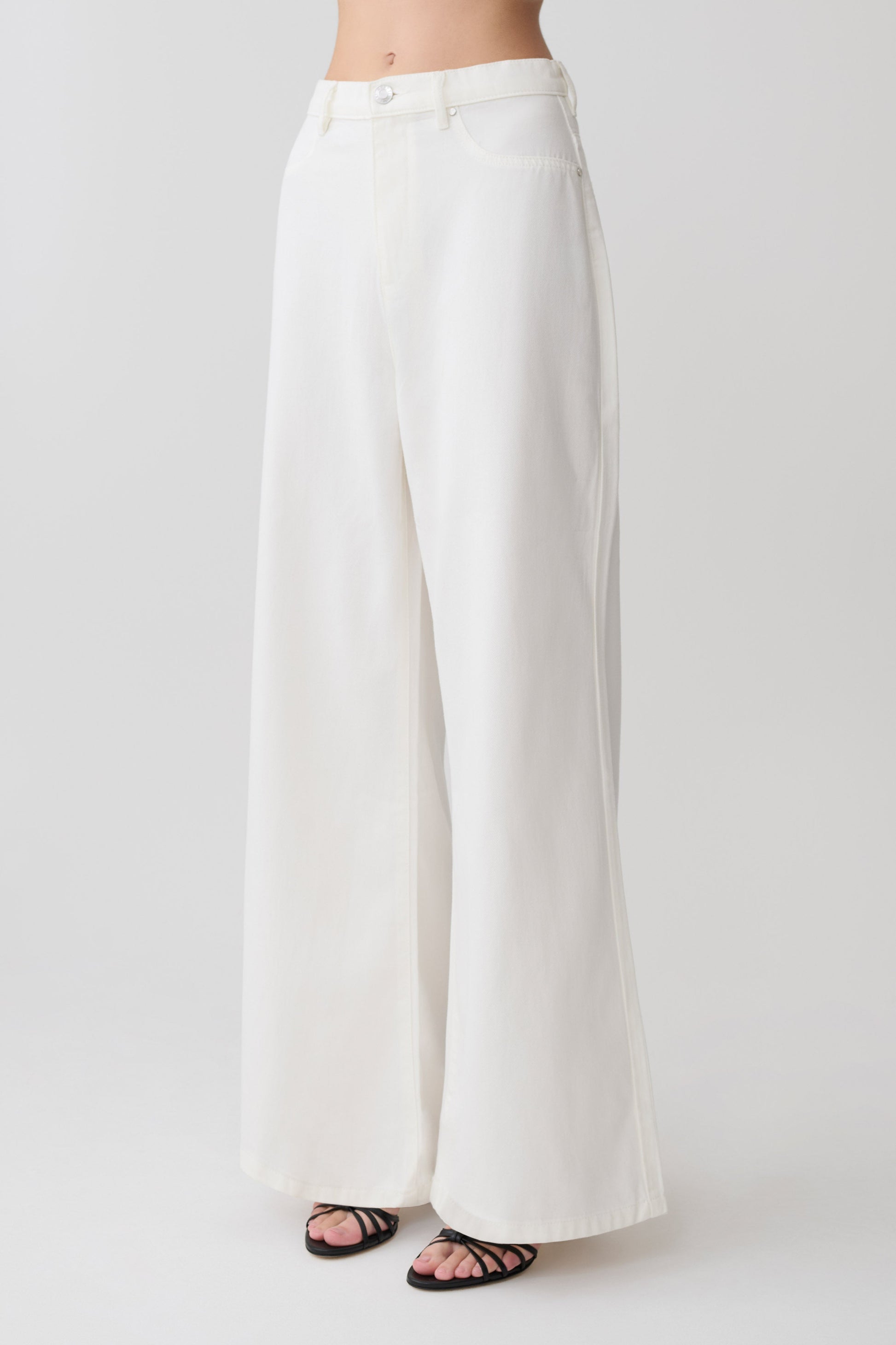 Shae Wide Leg Denim Jeans - White #4