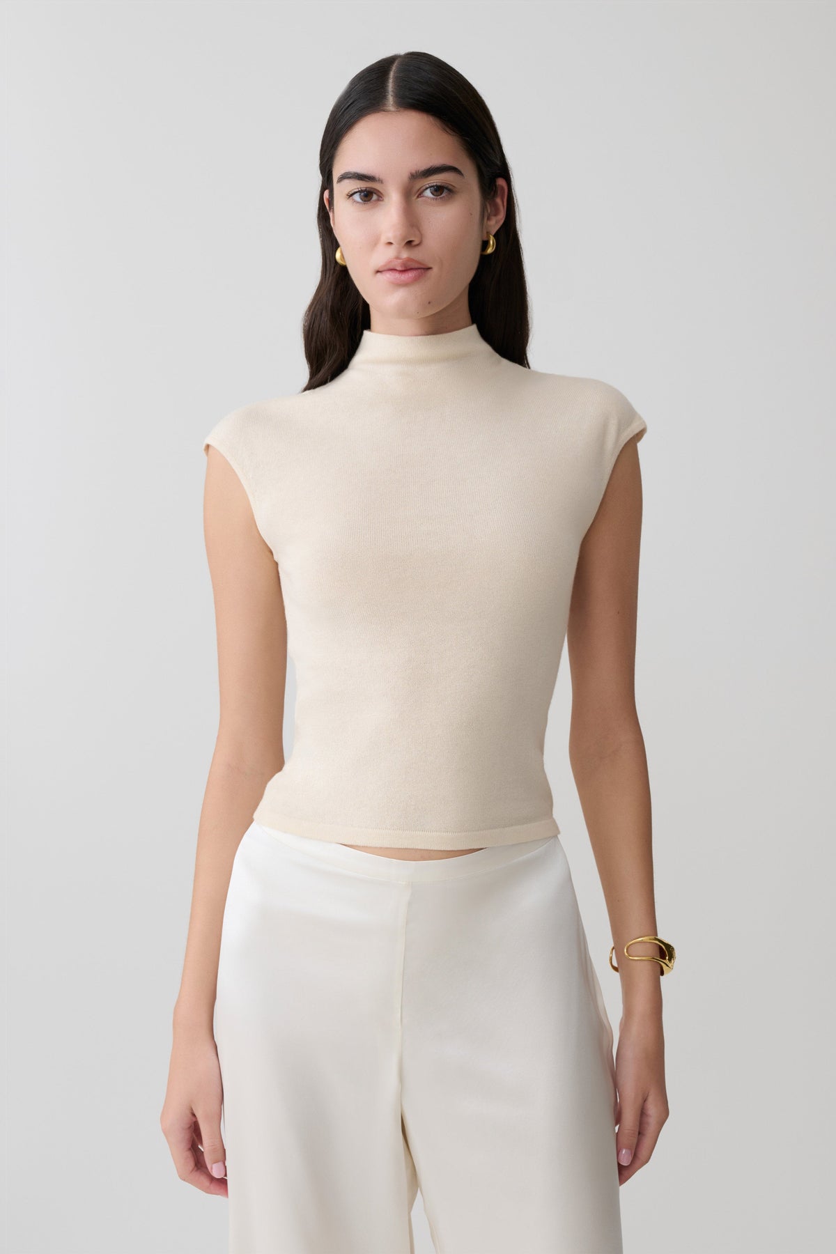 Sonny Short Sleeve Knit Top - Cream #2