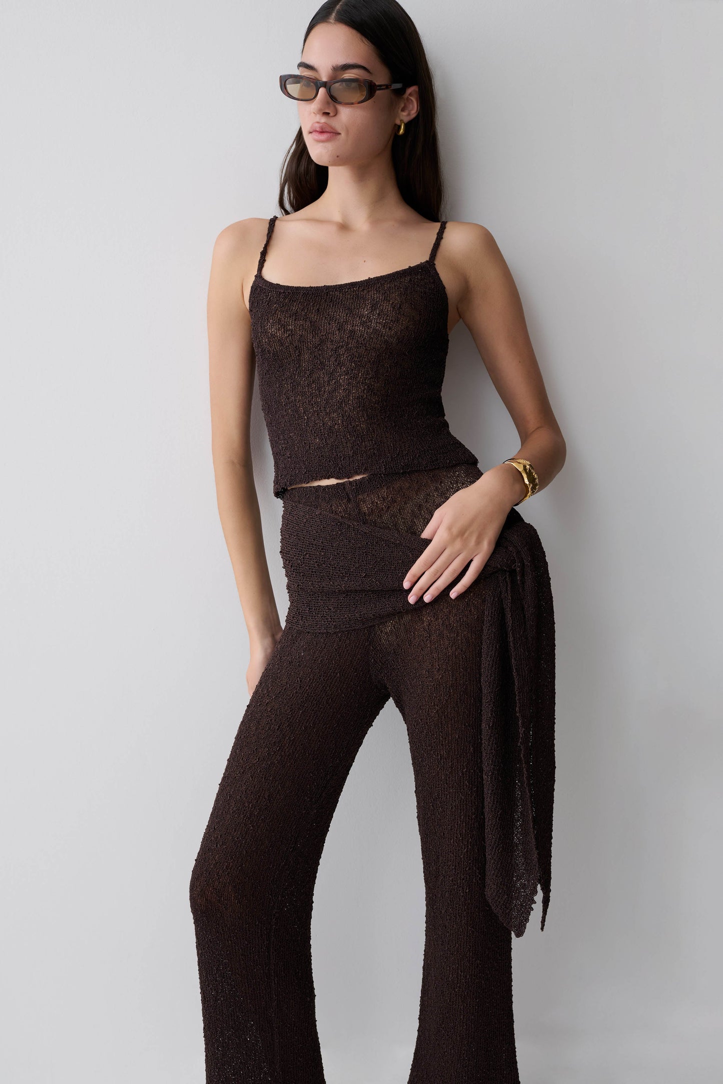 Mattais Boucle Knit Pants - Dark Chocolate