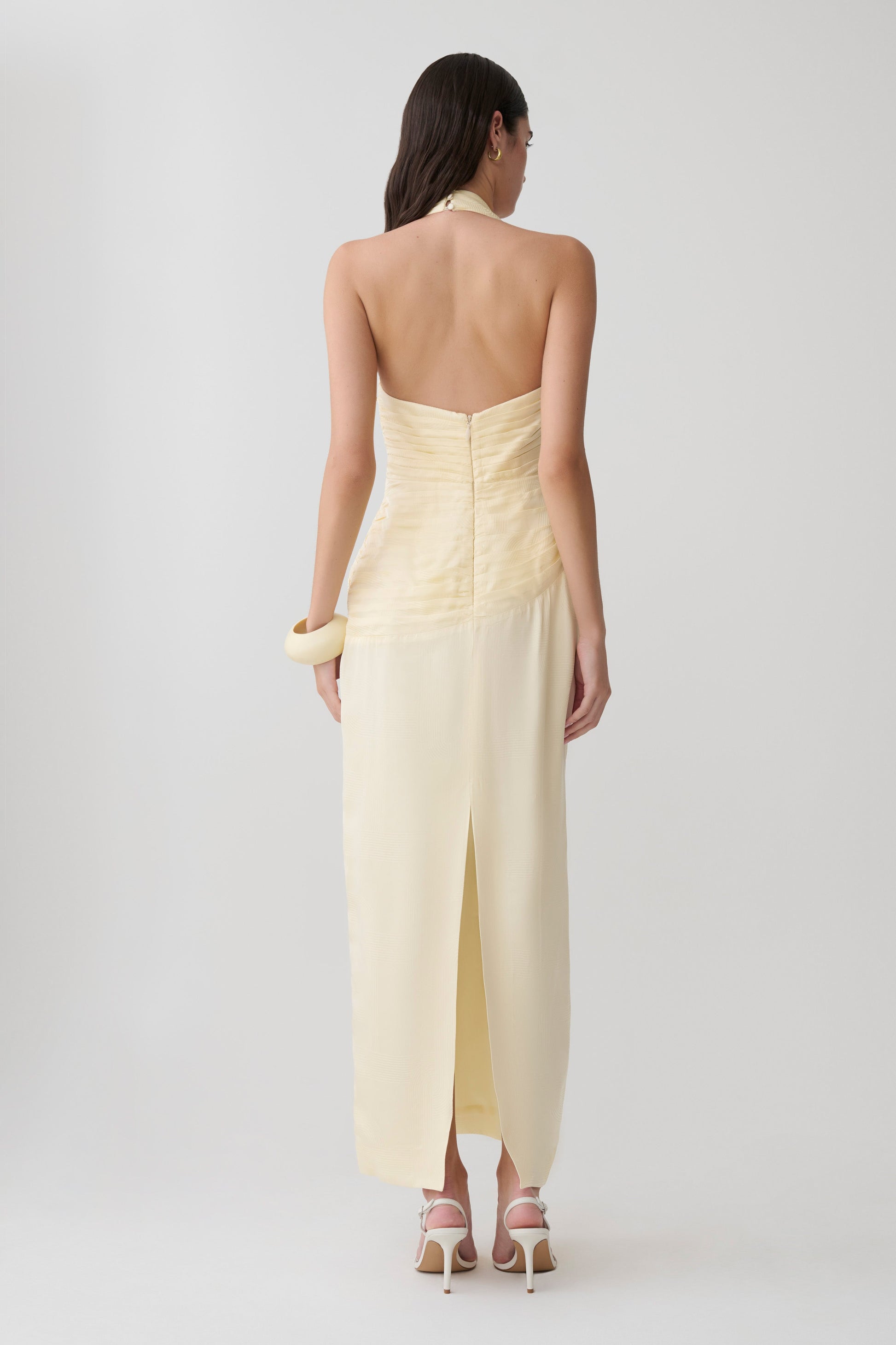 Chiara Halter Satin Maxi Dress - Buttermilk #2