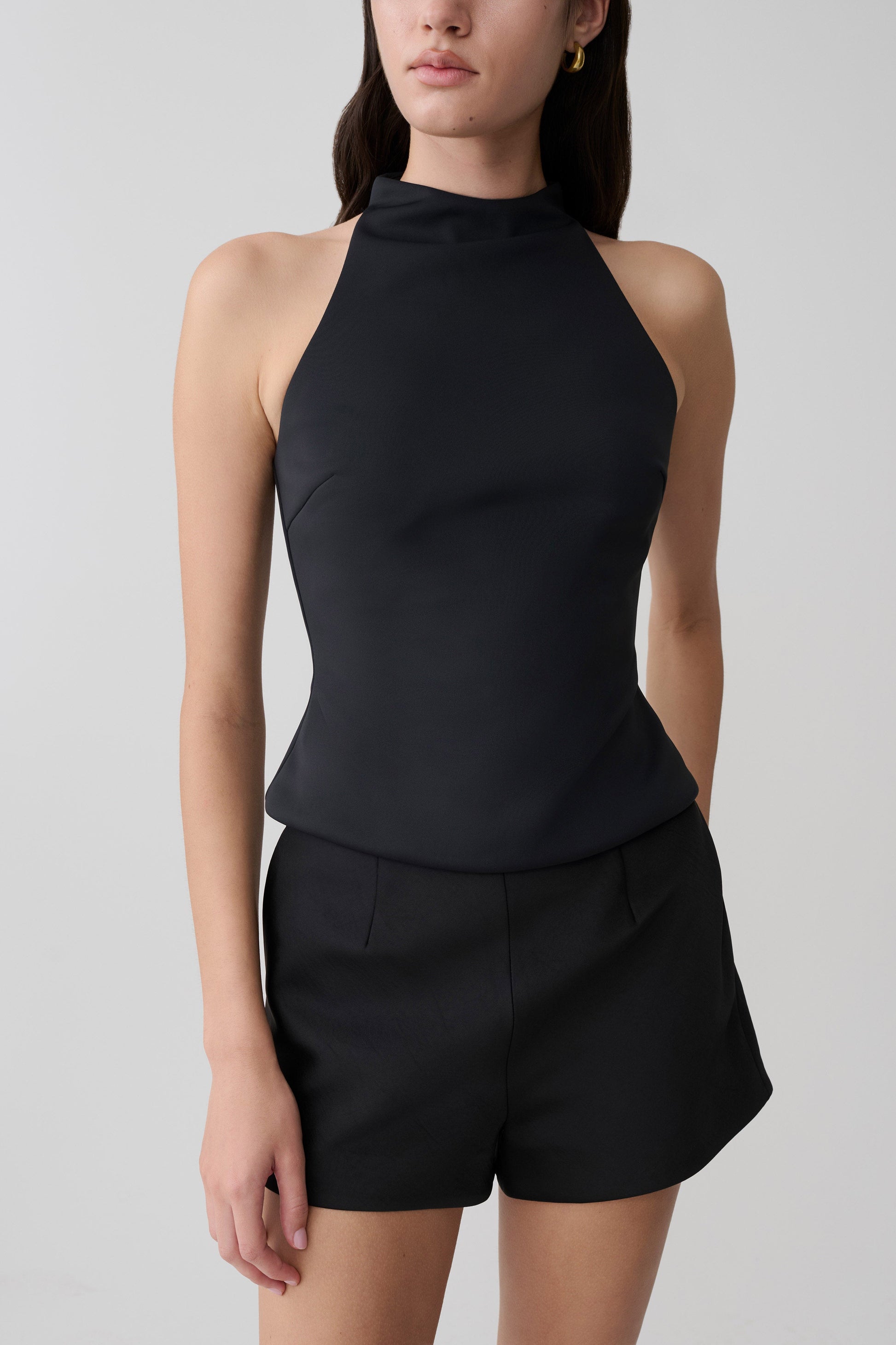 Portia Scuba Sleeveless Top - Black #3
