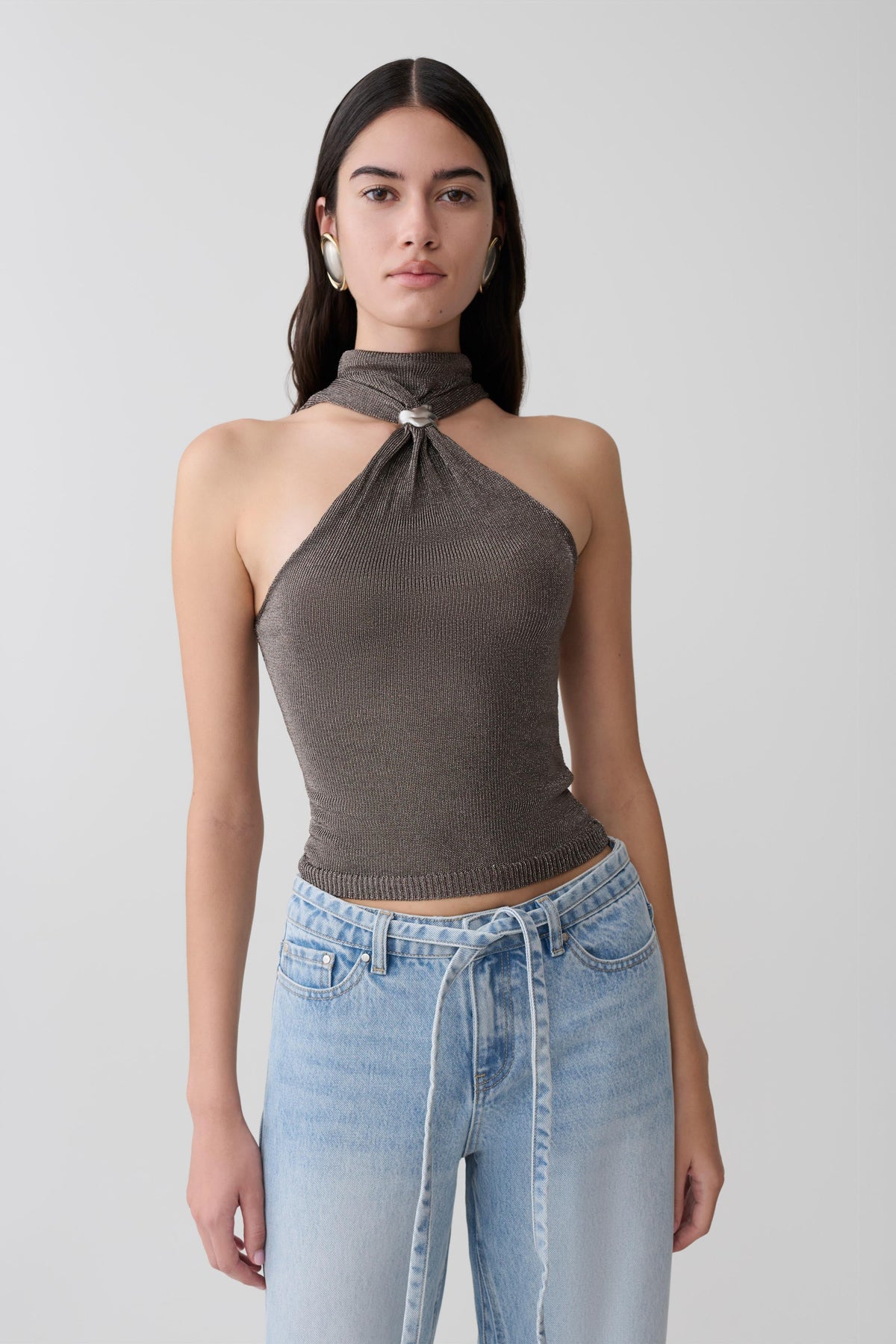 Nikki Lurex Top With Hardware - Gunmetal #10