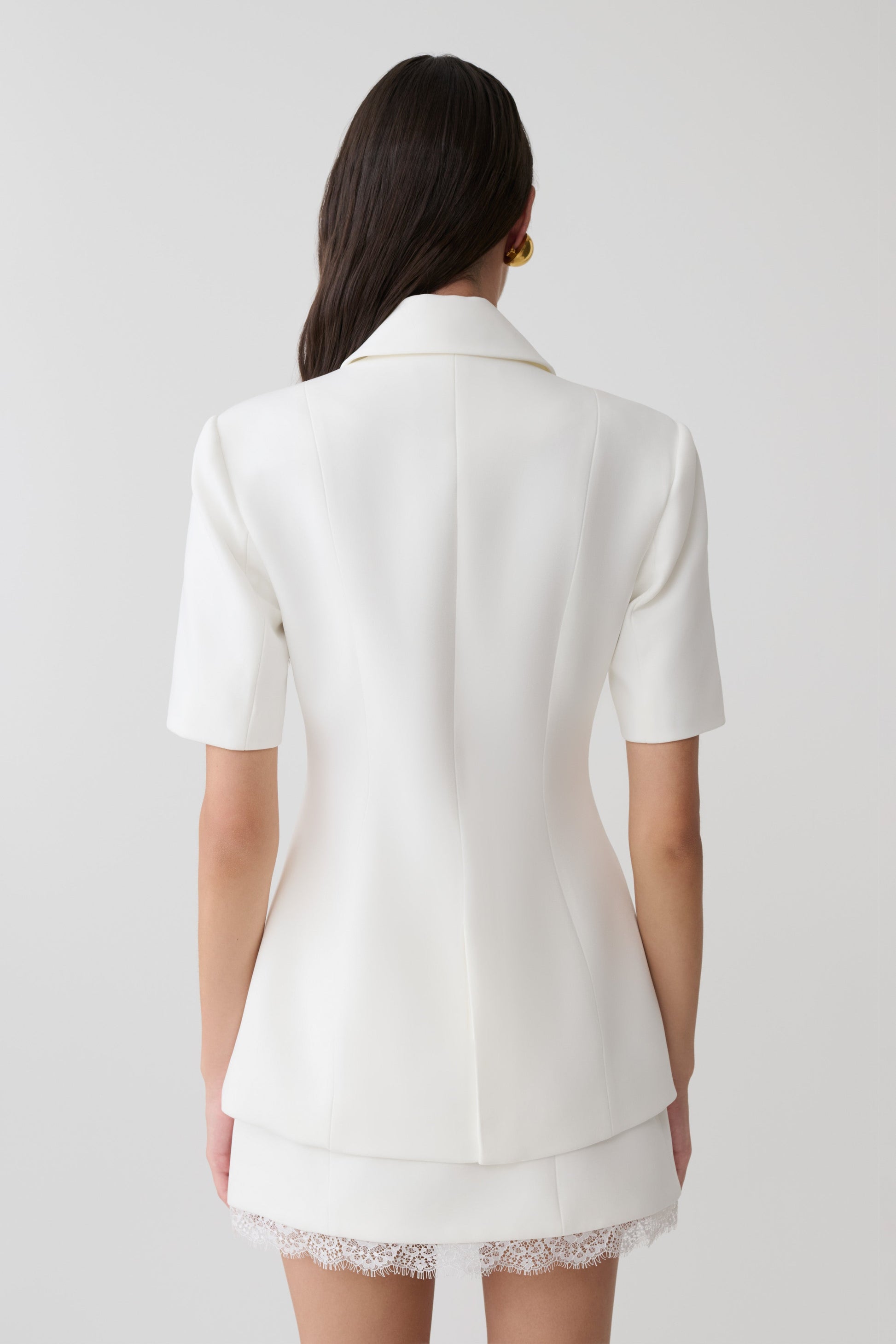 Ariella Button Up Short Sleeves Top - White #2