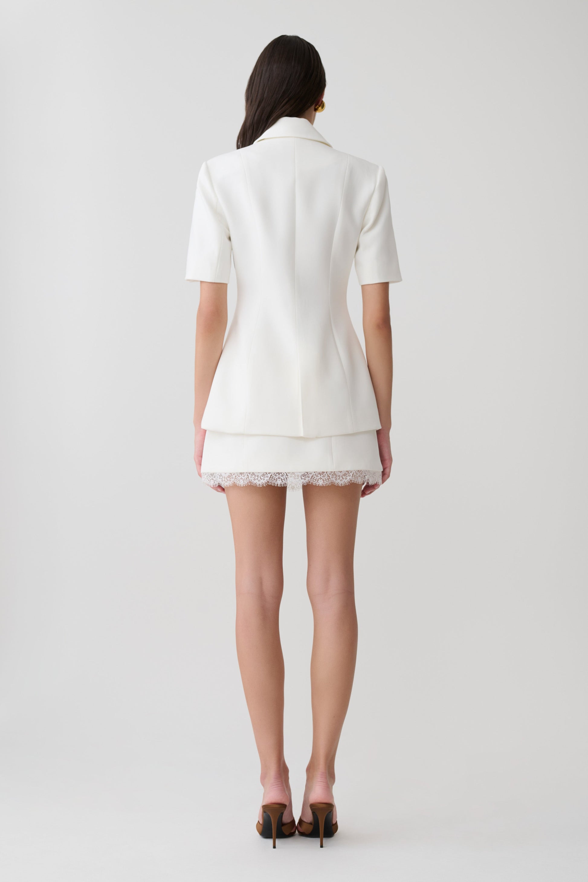 Ariella Button Up Short Sleeves Top - White #5