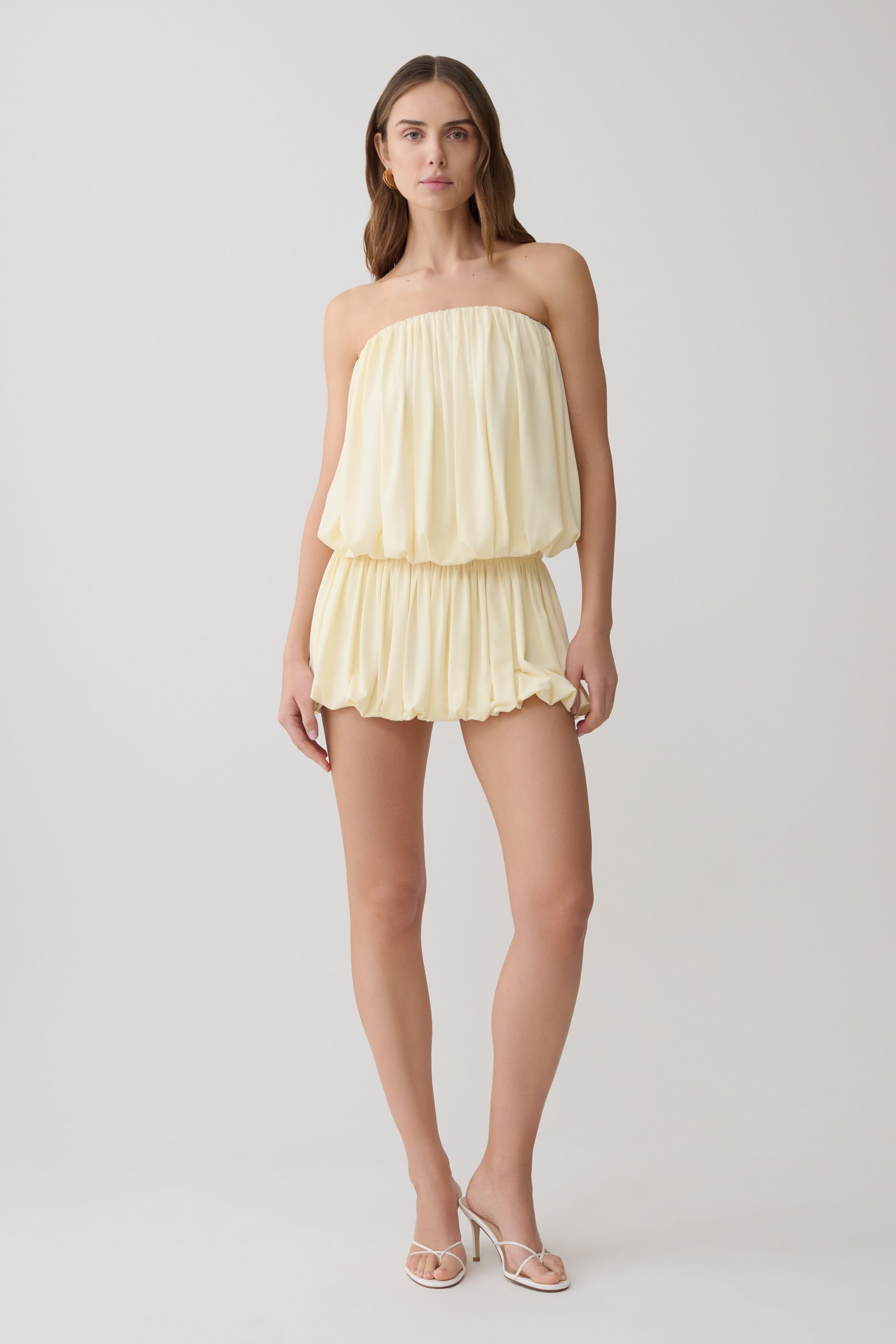 Safiya Strapless Gathered Bubble Mini Dress - Lemon #5
