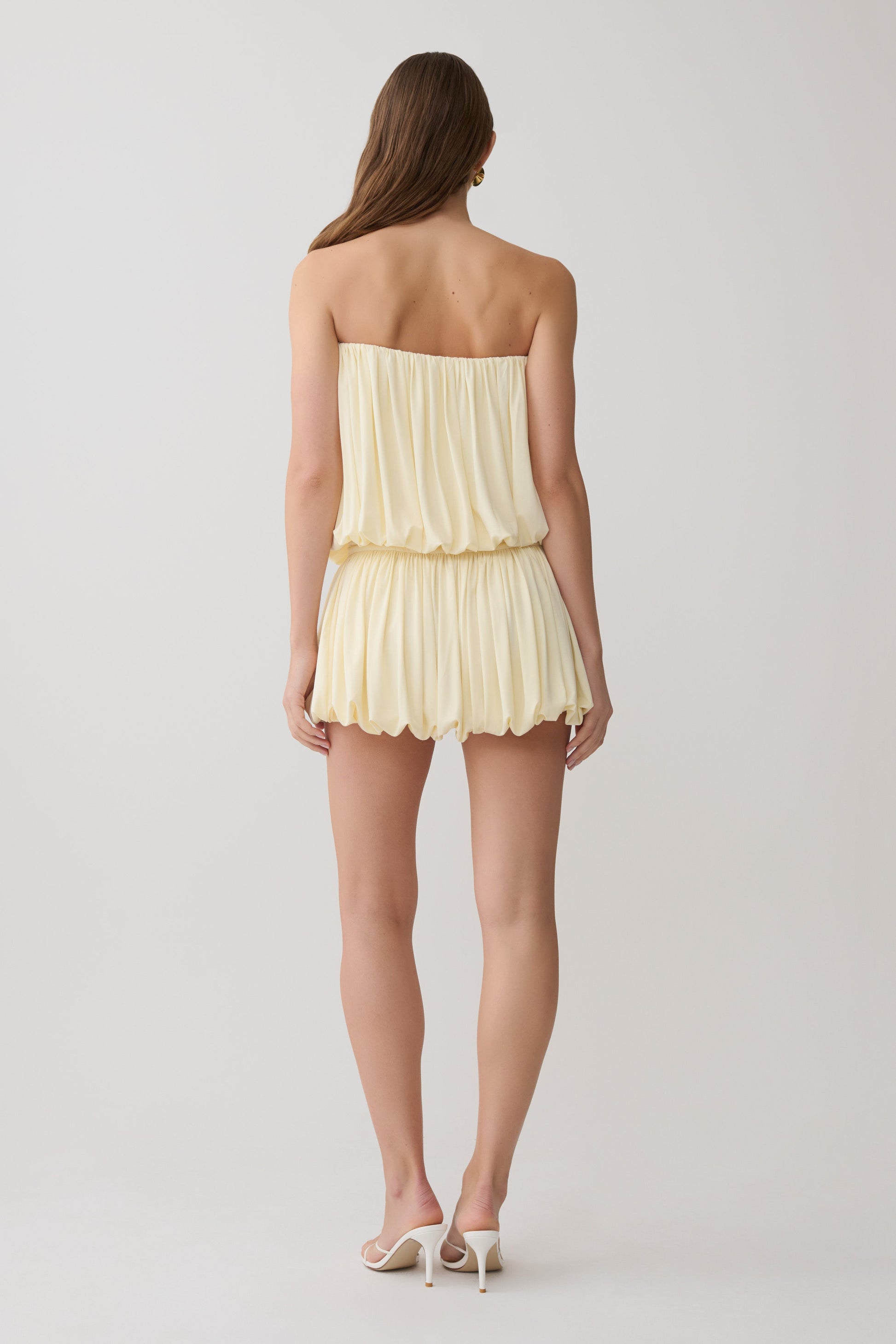 Safiya Strapless Gathered Bubble Mini Dress - Lemon #2