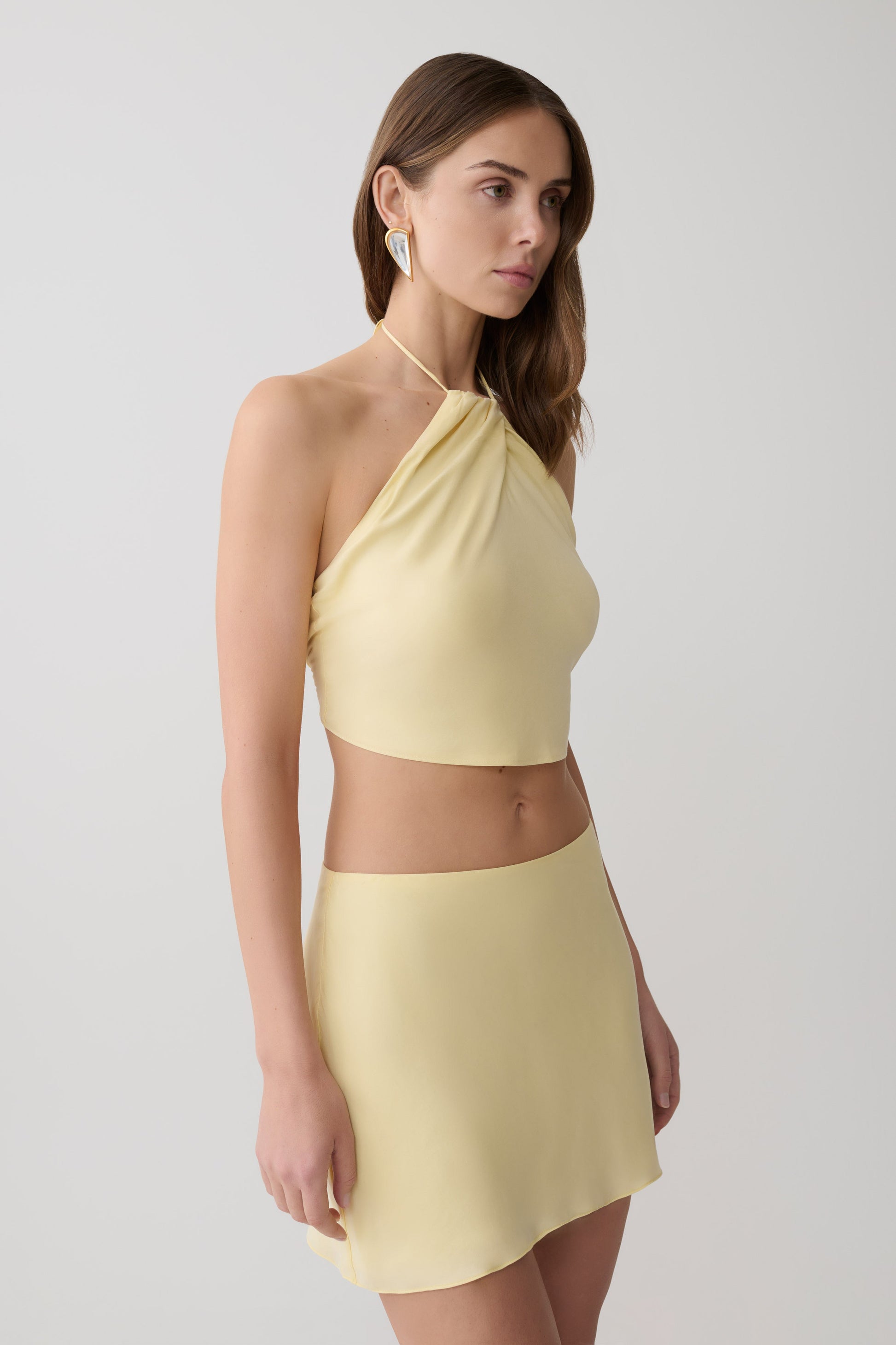 Juliana Cupro Halter Sleeveless Top - Butter #5