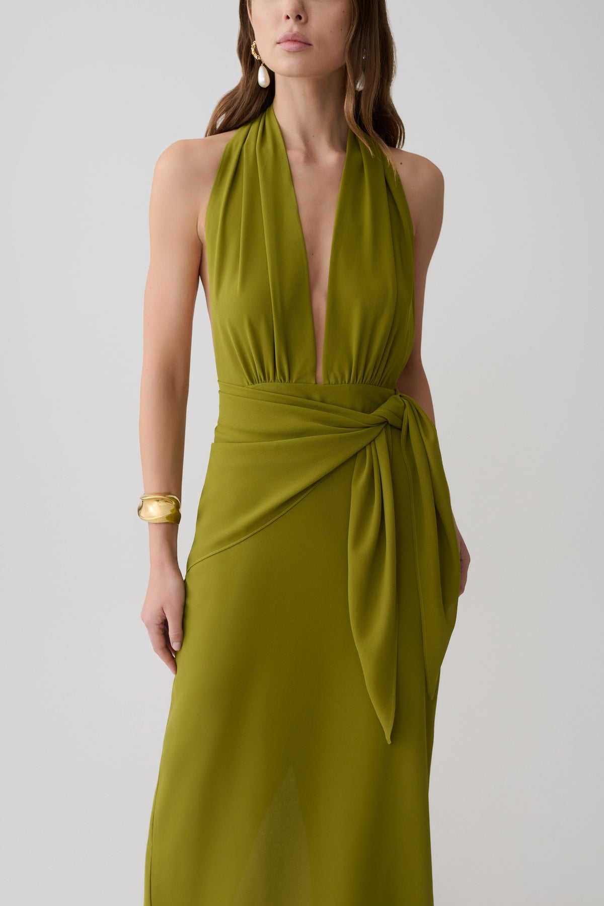 Gianna Halter Maxi Dress - Olive