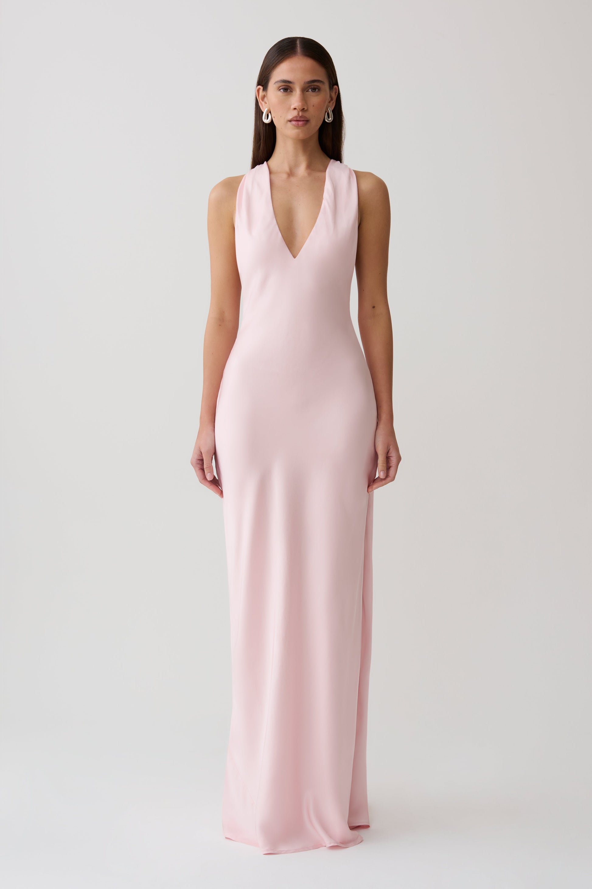 Winnie Halter Satin Maxi Dress With Hardware - Pale Pink #3