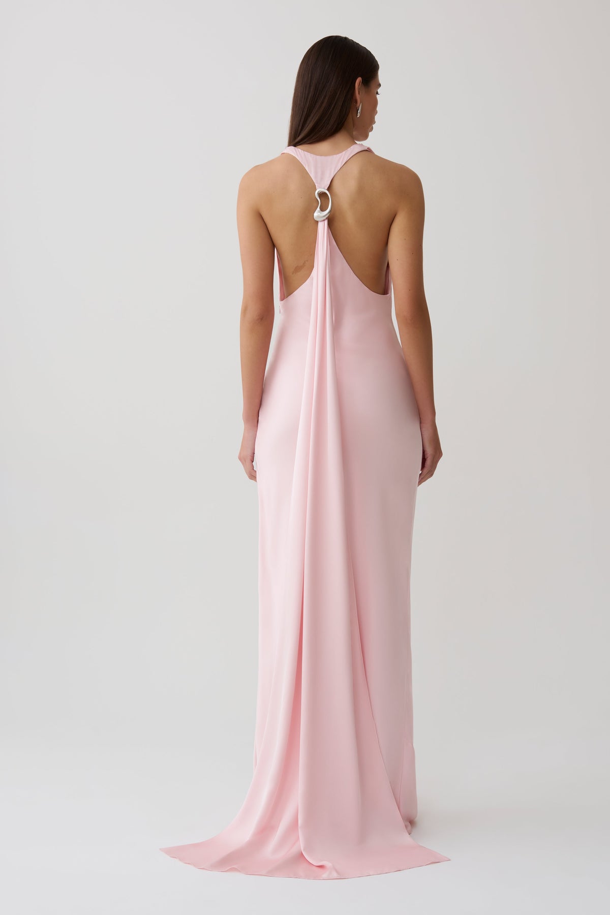 Winnie Halter Satin Maxi Dress With Hardware - Pale Pink #4