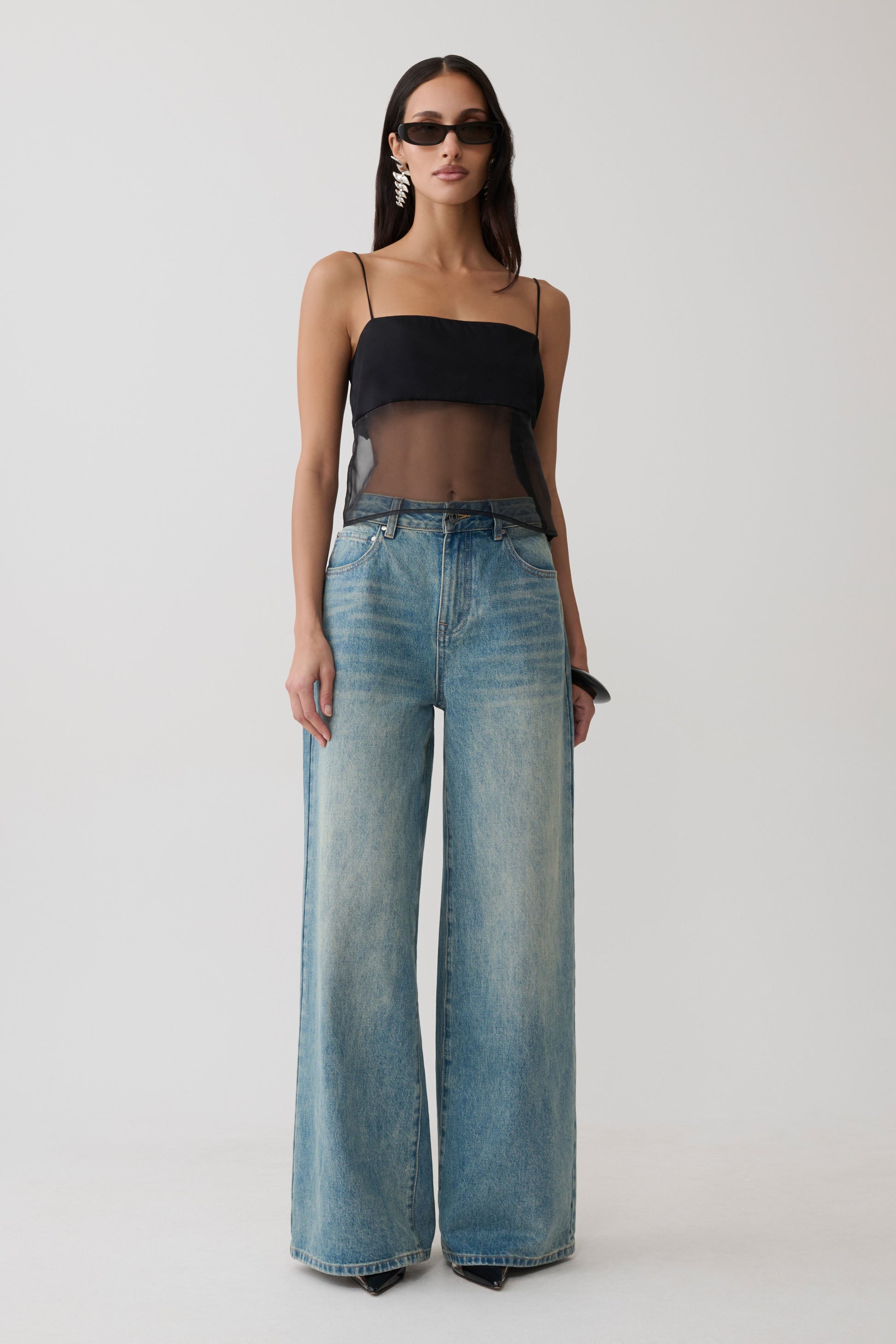 Claudia Sheer Sleeveless Top - Black #6