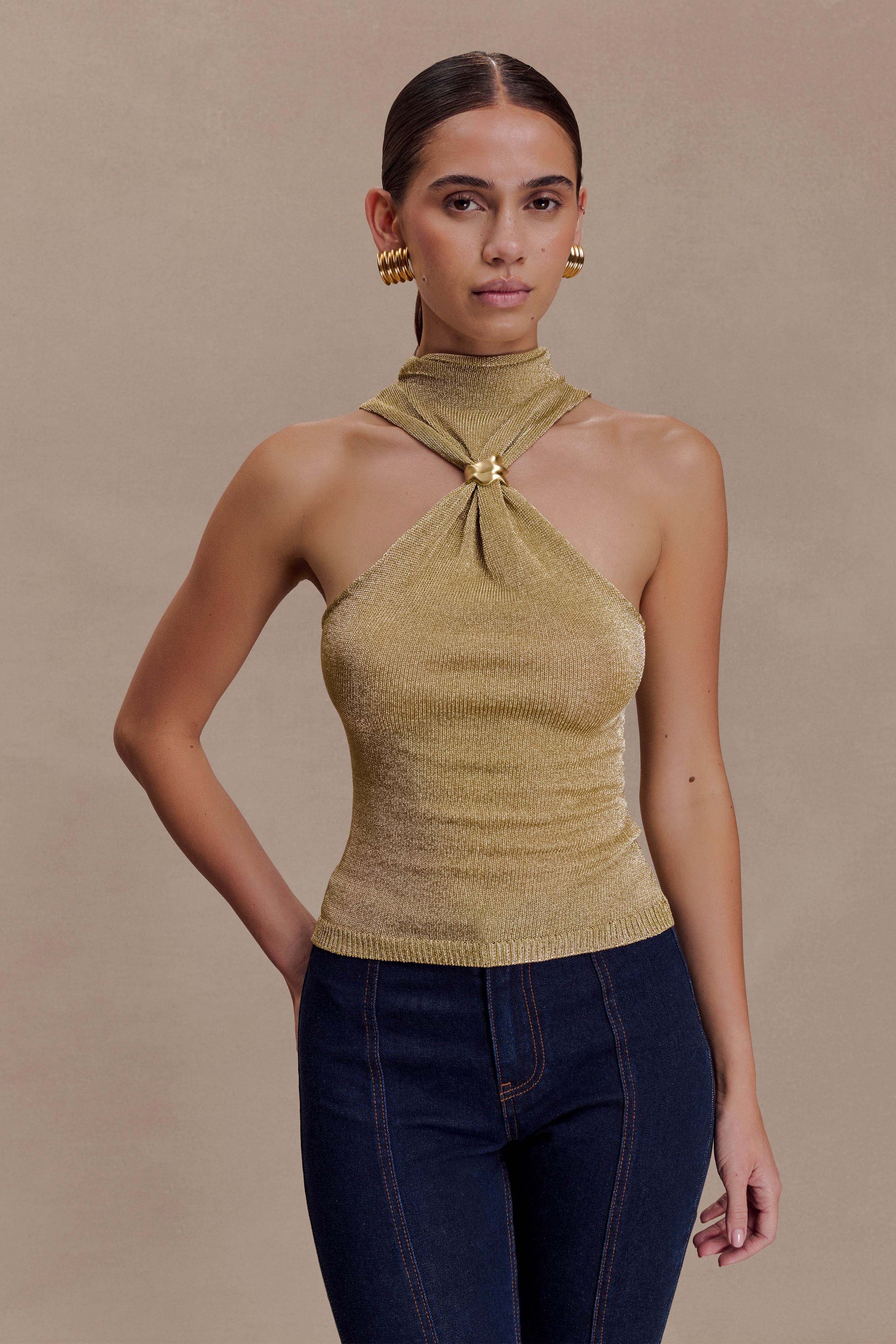 Nikki Lurex Top With Hardware - Gold #2