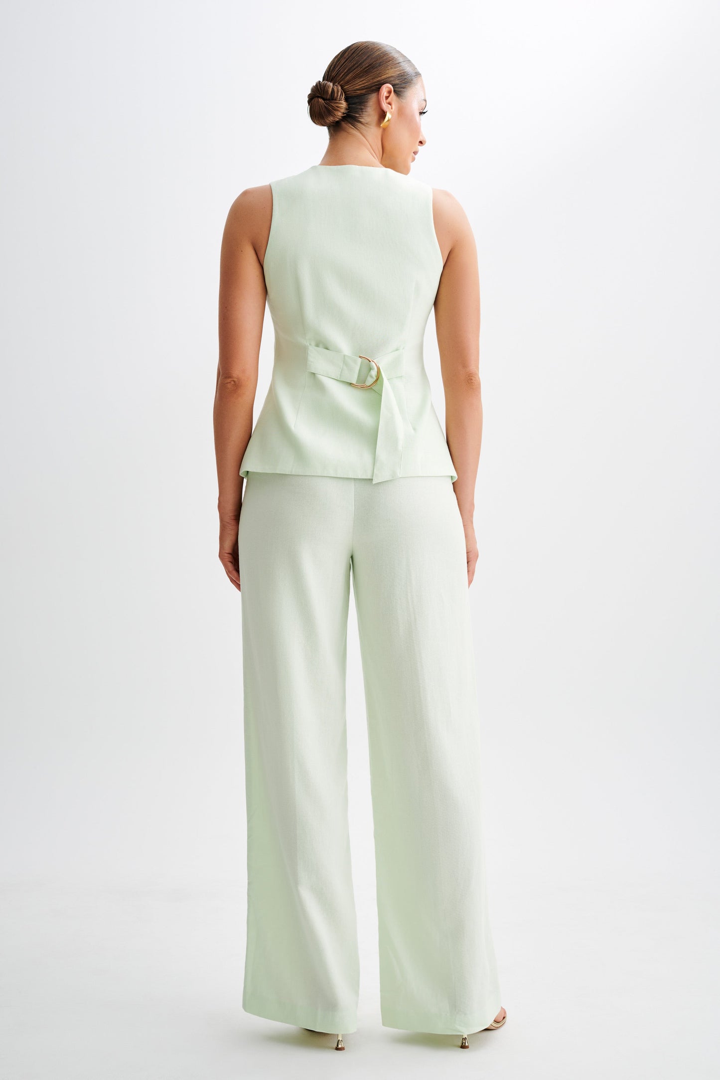 Laurence Sleeveless Linen Longline Top - Mint