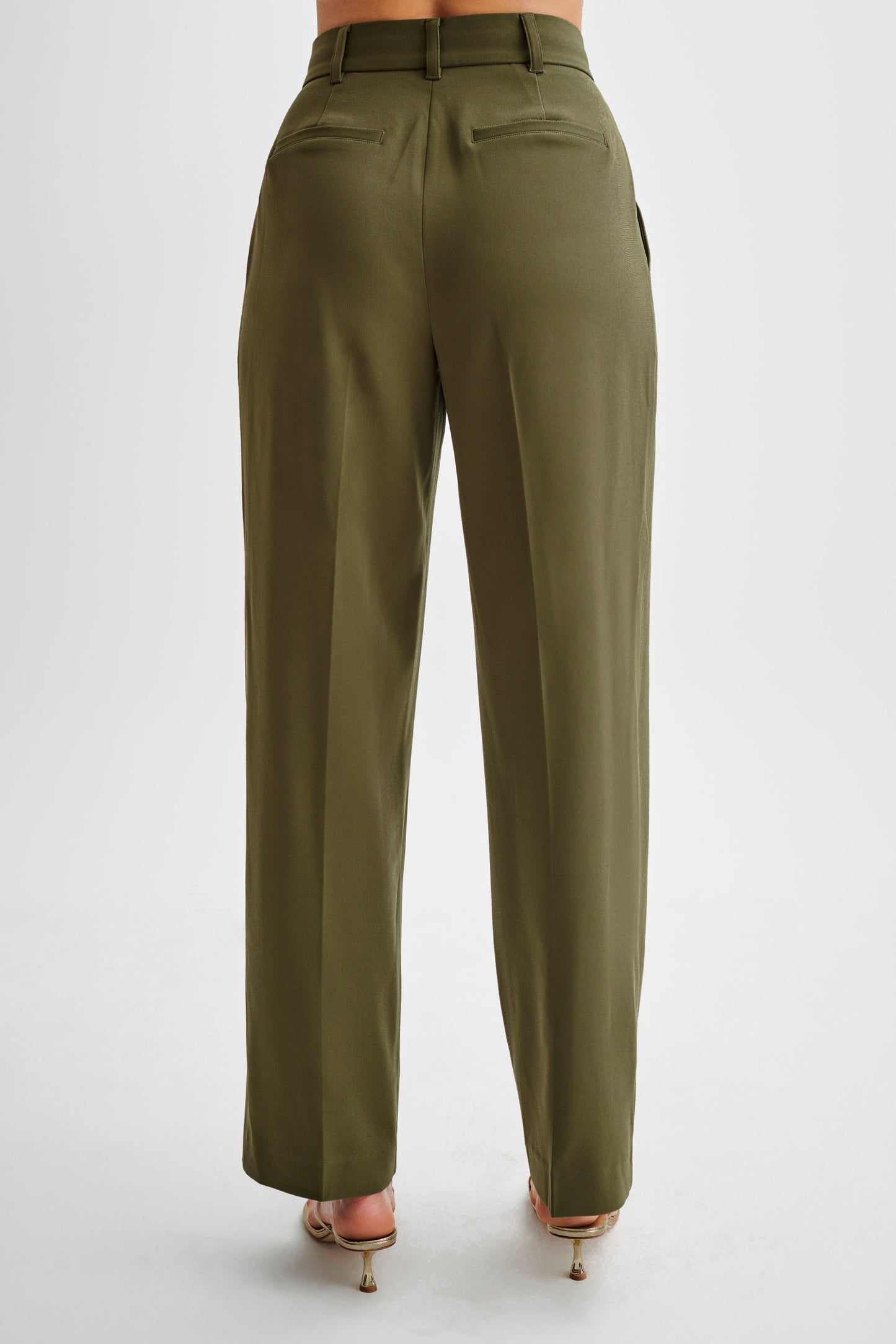 Amelie Suiting Straight Leg Pants - Military Olive