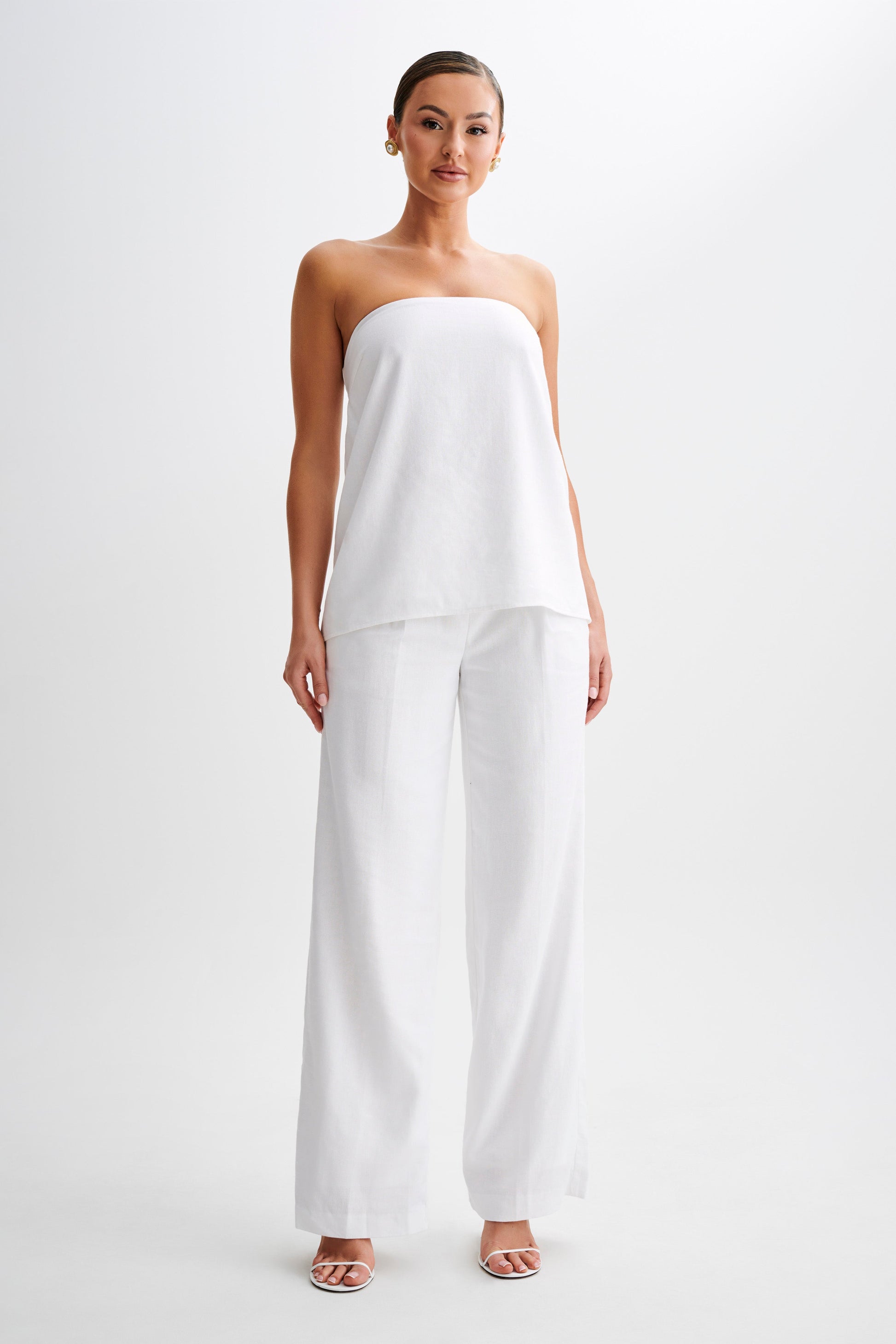Luisa Strapless Linen Top - White #4