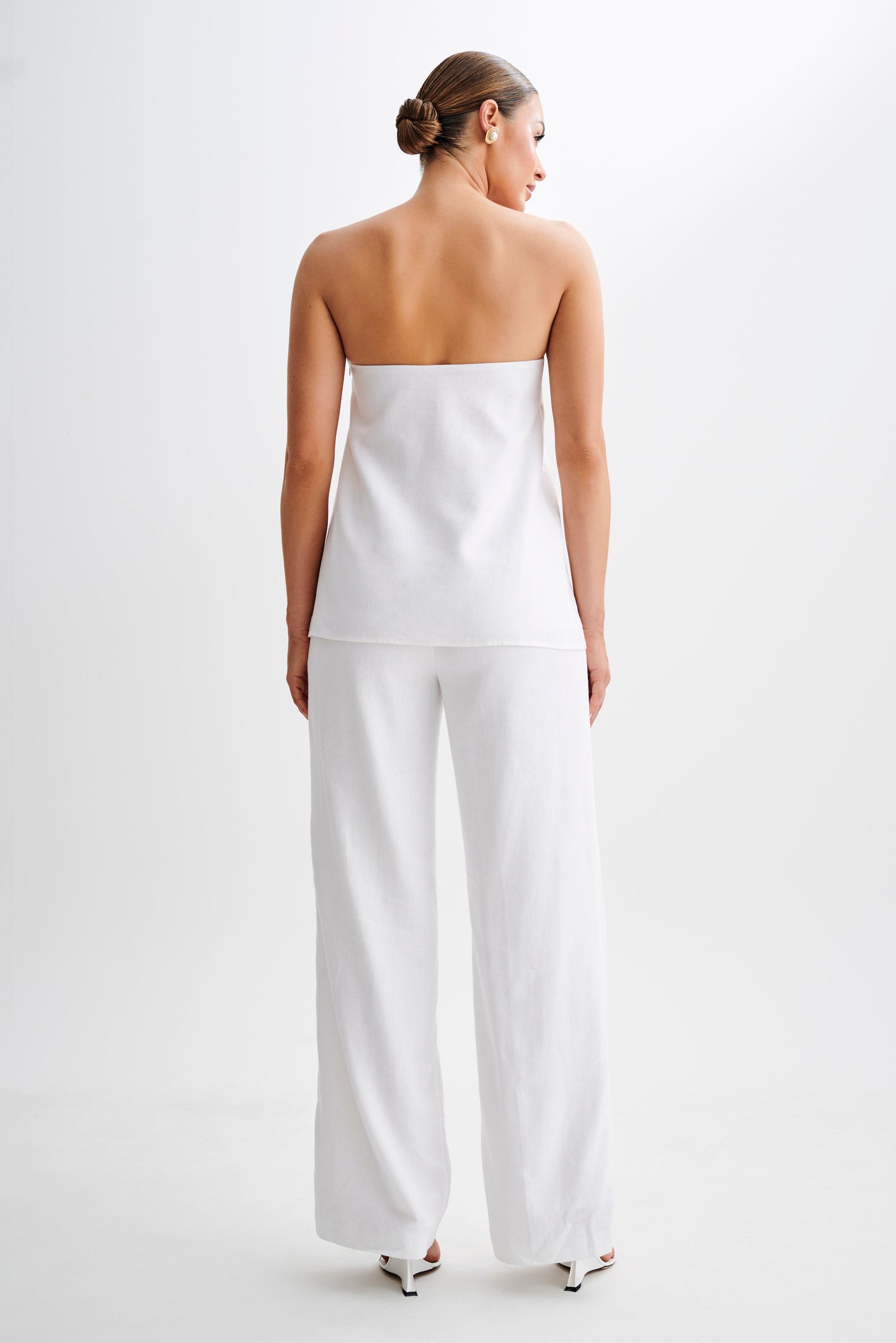 Luisa Strapless Linen Top - White