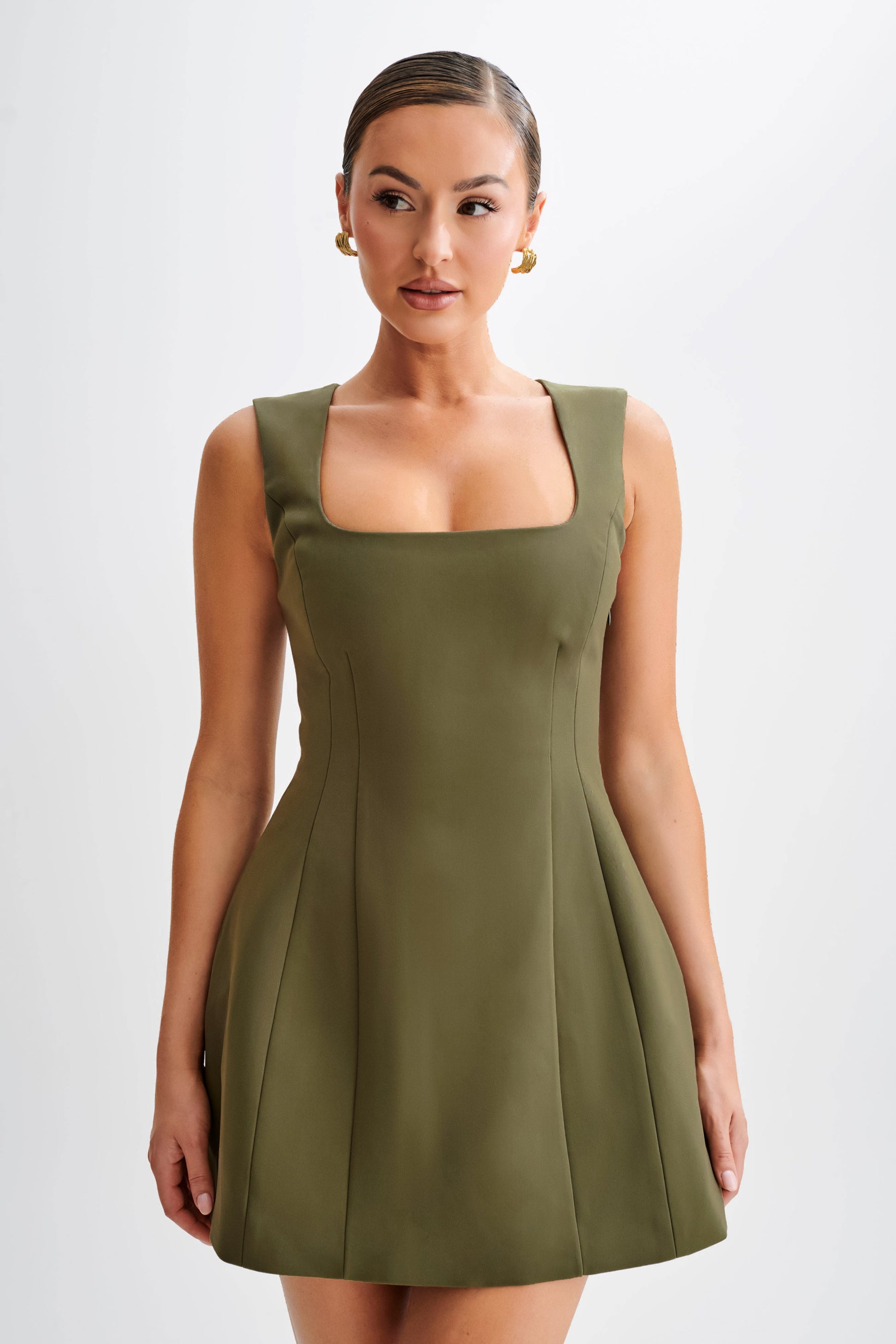 Lysandre Crepe Mini Dress - Military Olive #3