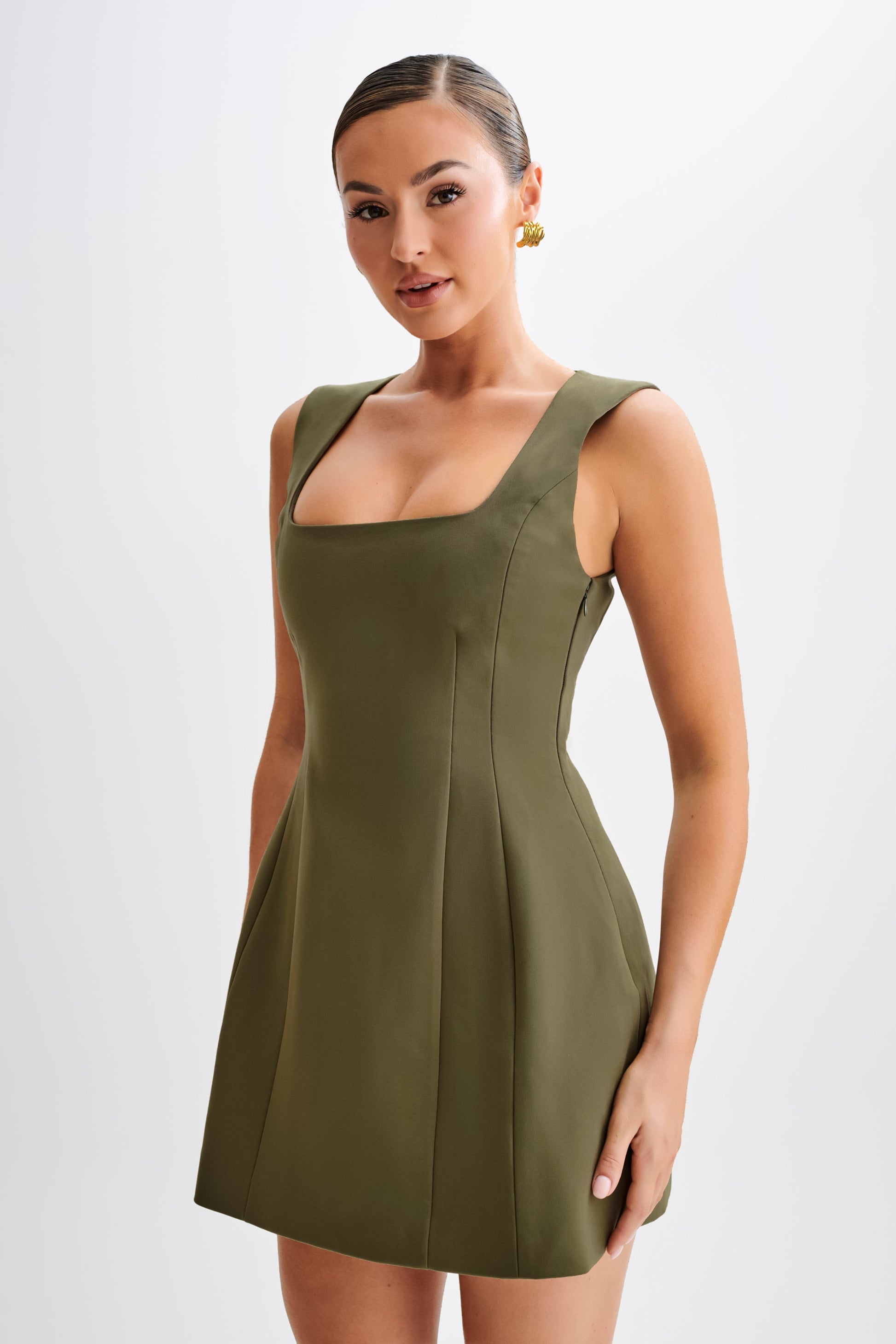 Lysandre Crepe Mini Dress - Military Olive #9