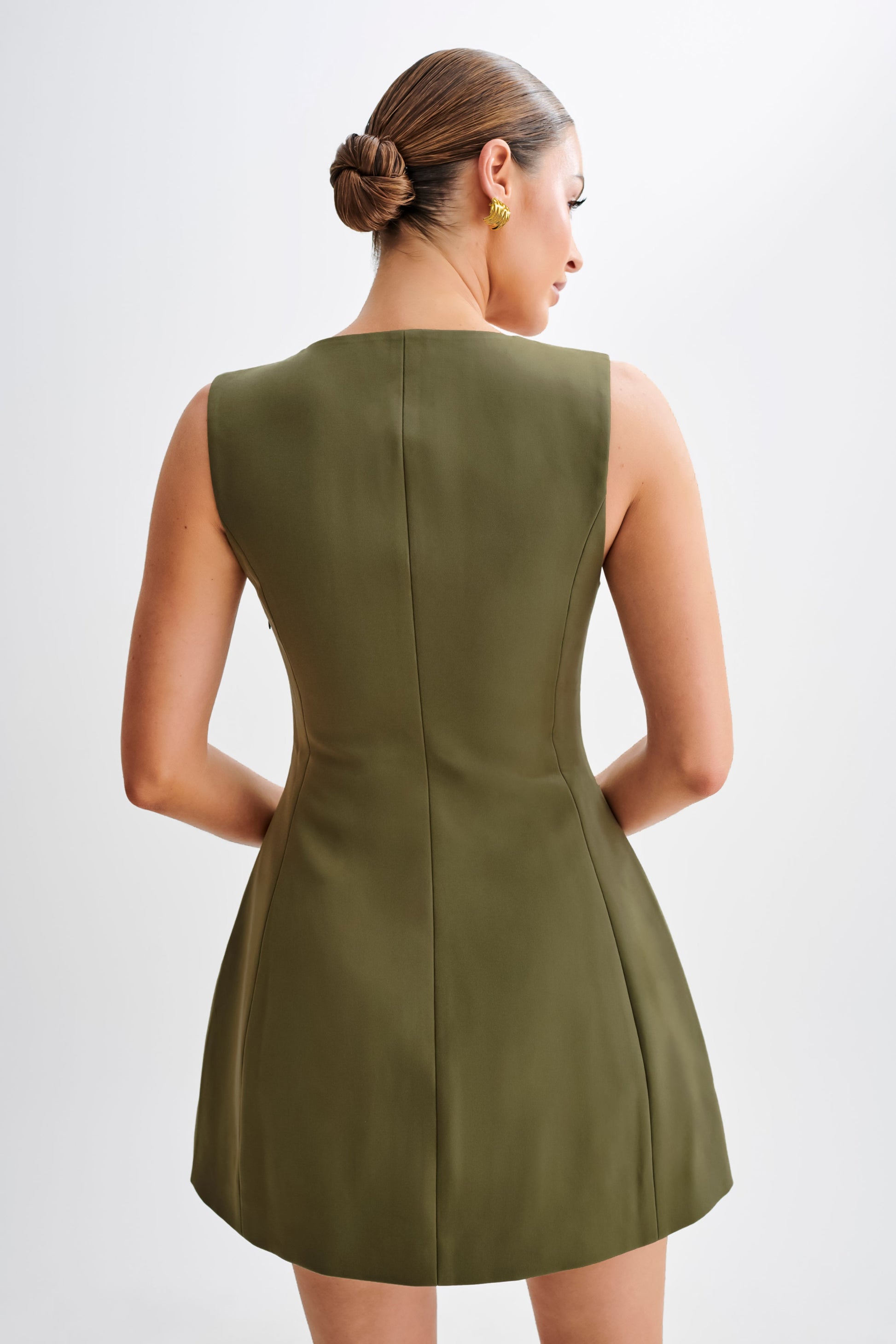 Lysandre Crepe Mini Dress - Military Olive #4